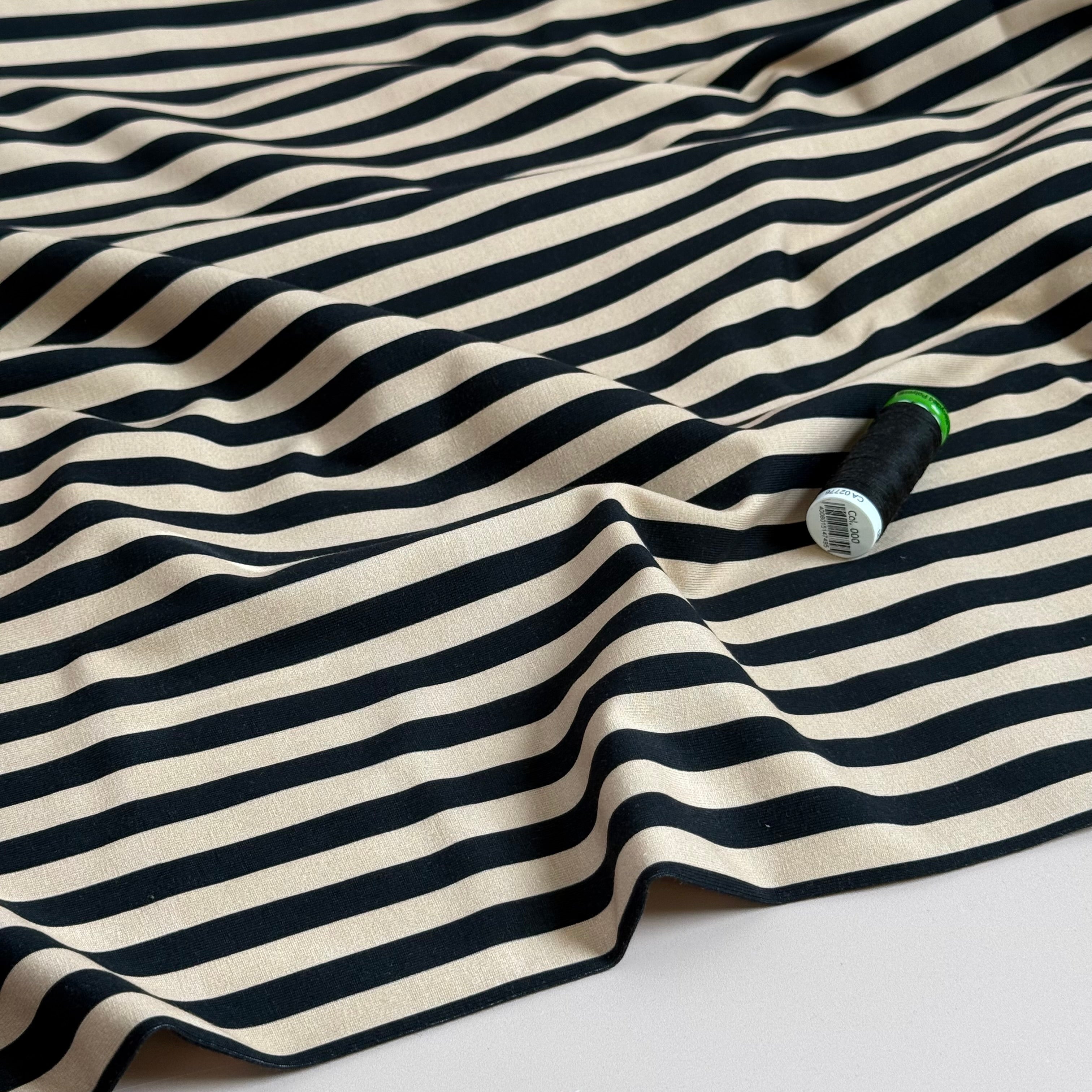 Danish Design - Two-toned Stripes Neutral Cotton Jersey