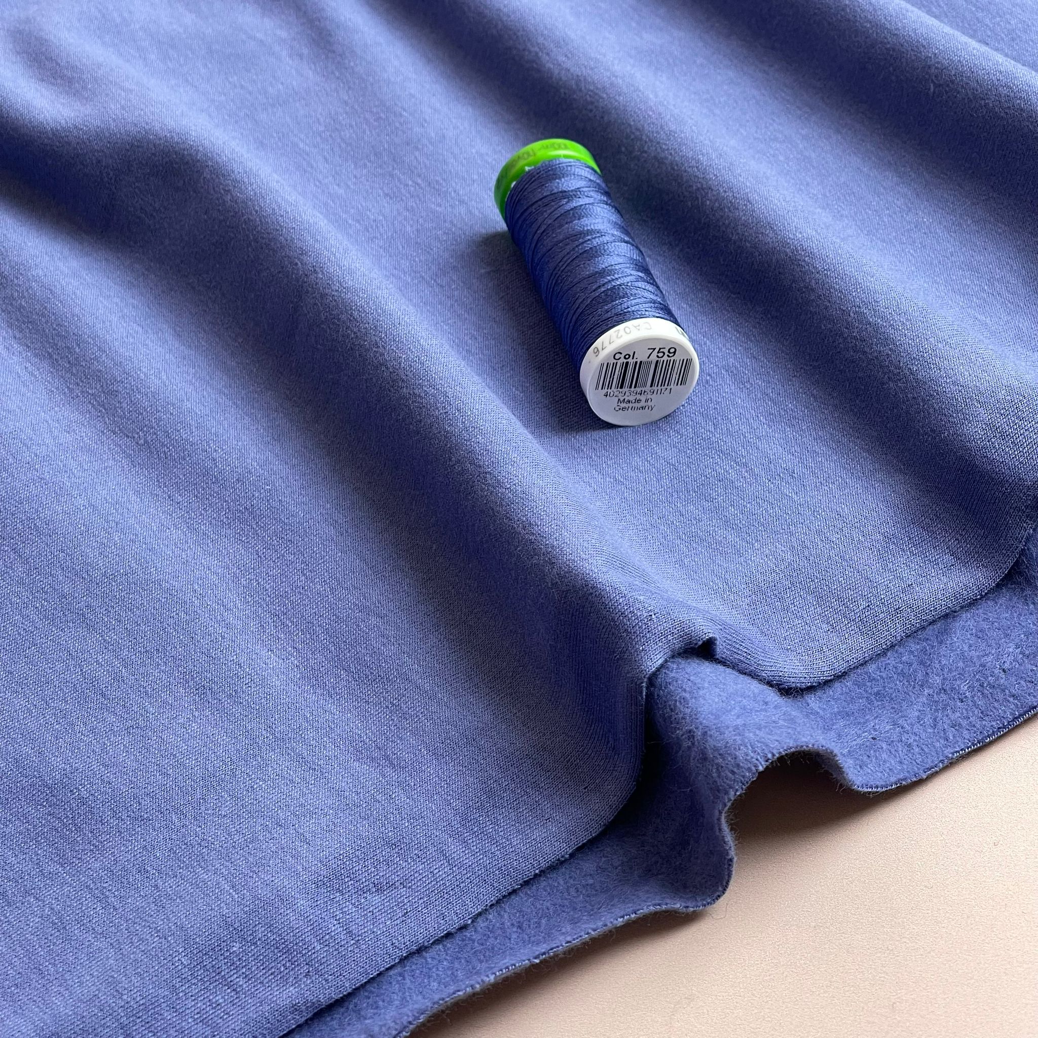 Peach Soft GOTS Organic Cotton Sweat-shirting in Cornflower Blue