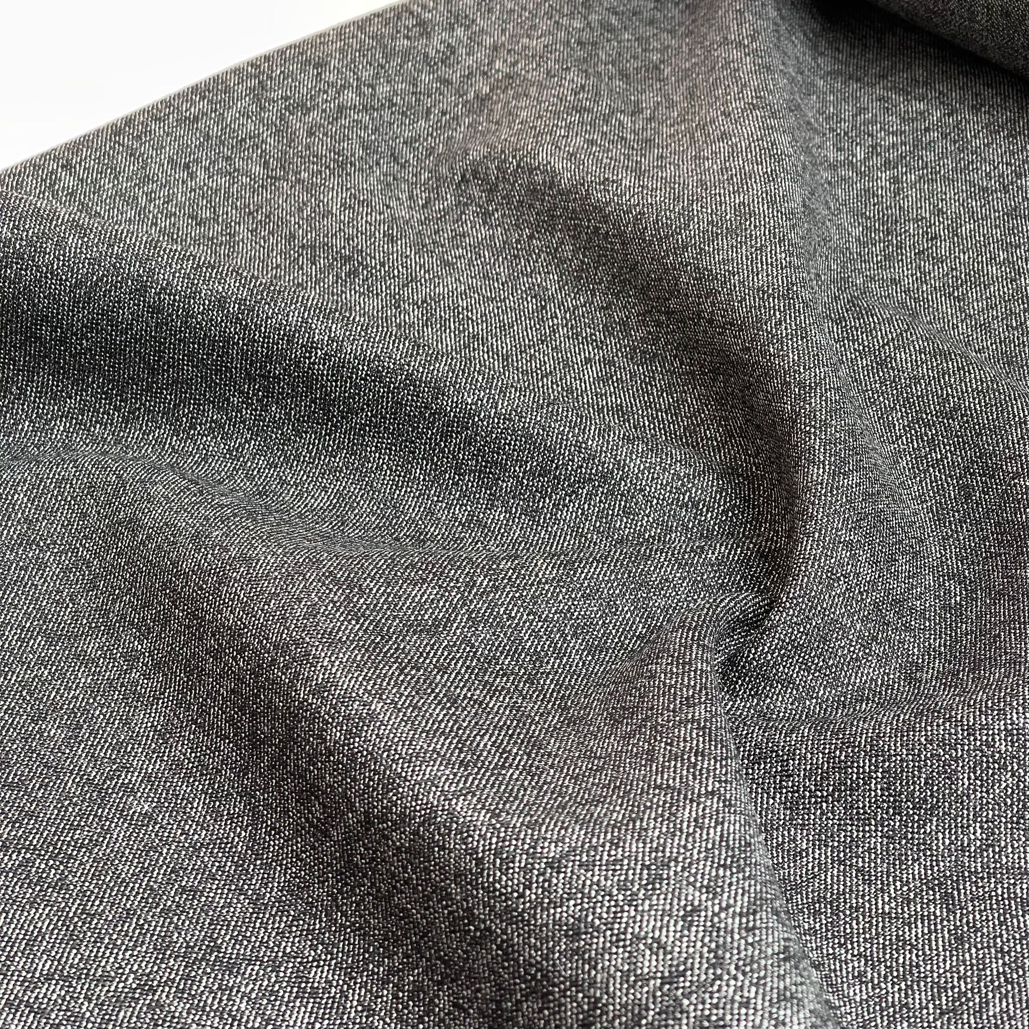 Deadstock Superfine Pure Wool Suiting Fabric in Black and White Melange