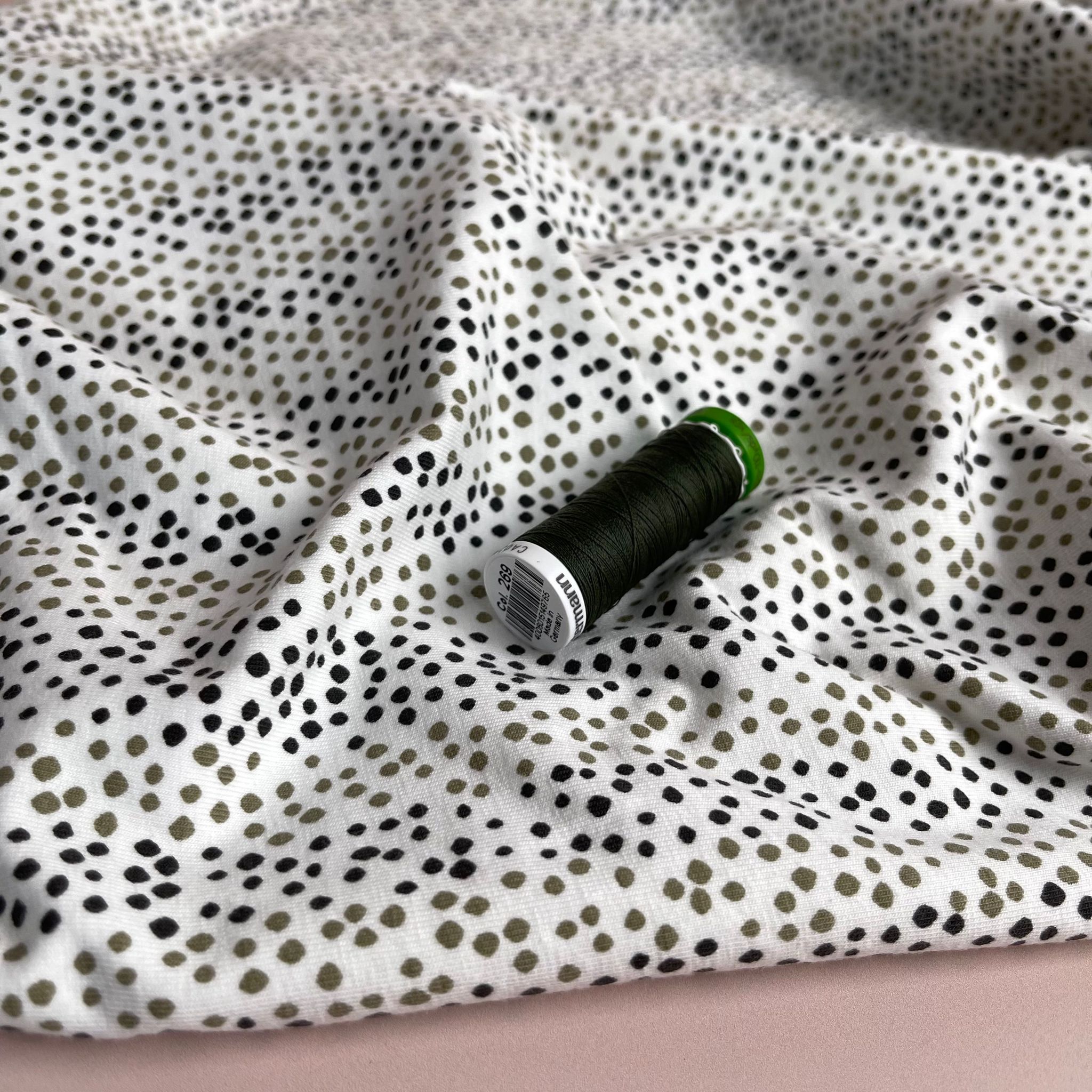 Danish Design - Khaki Dots Cotton Jersey Fabric