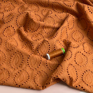 REMNANT 1.88 Metres - Sweet Umber Cotton Broderie Anglaise Fabric