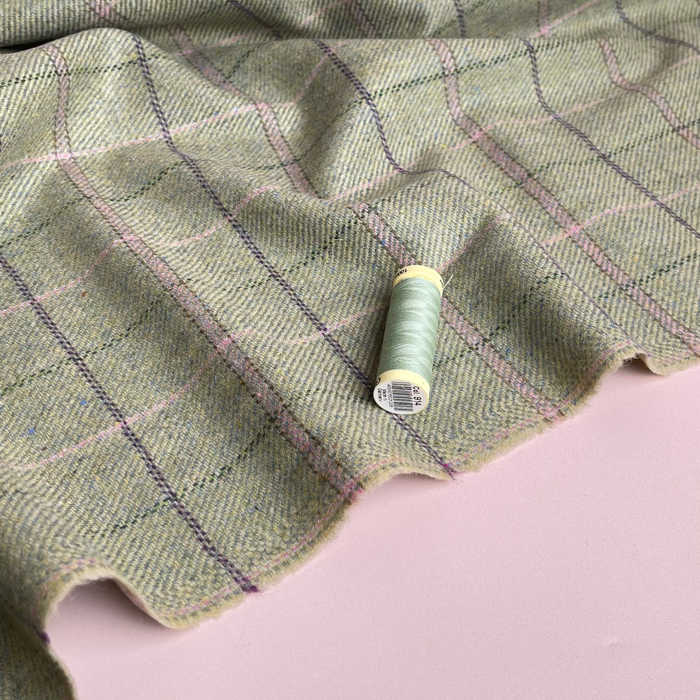 Deadstock Light Green Checked Wool Coating