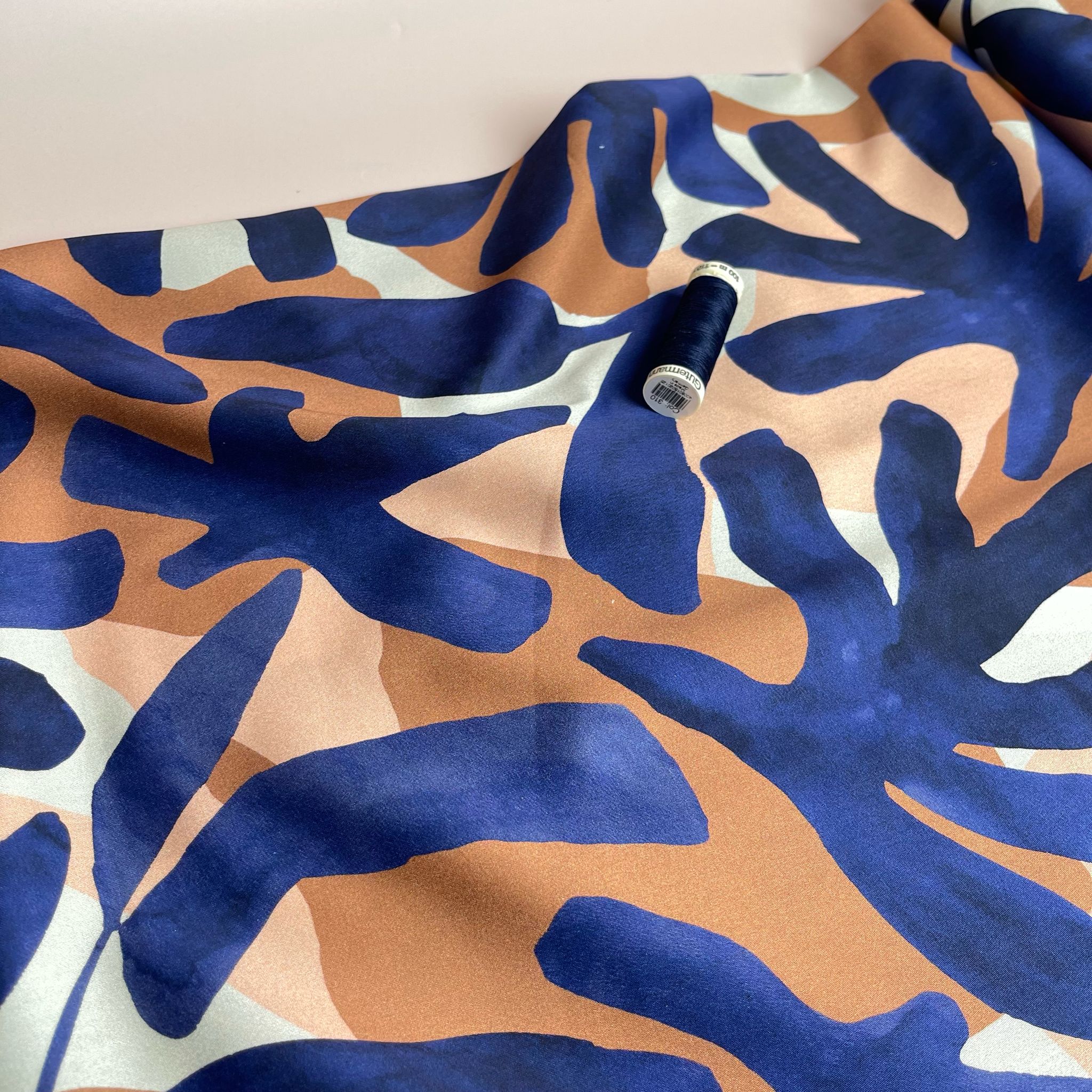 Bold Tropical Foliage Cotton Sateen Fabric