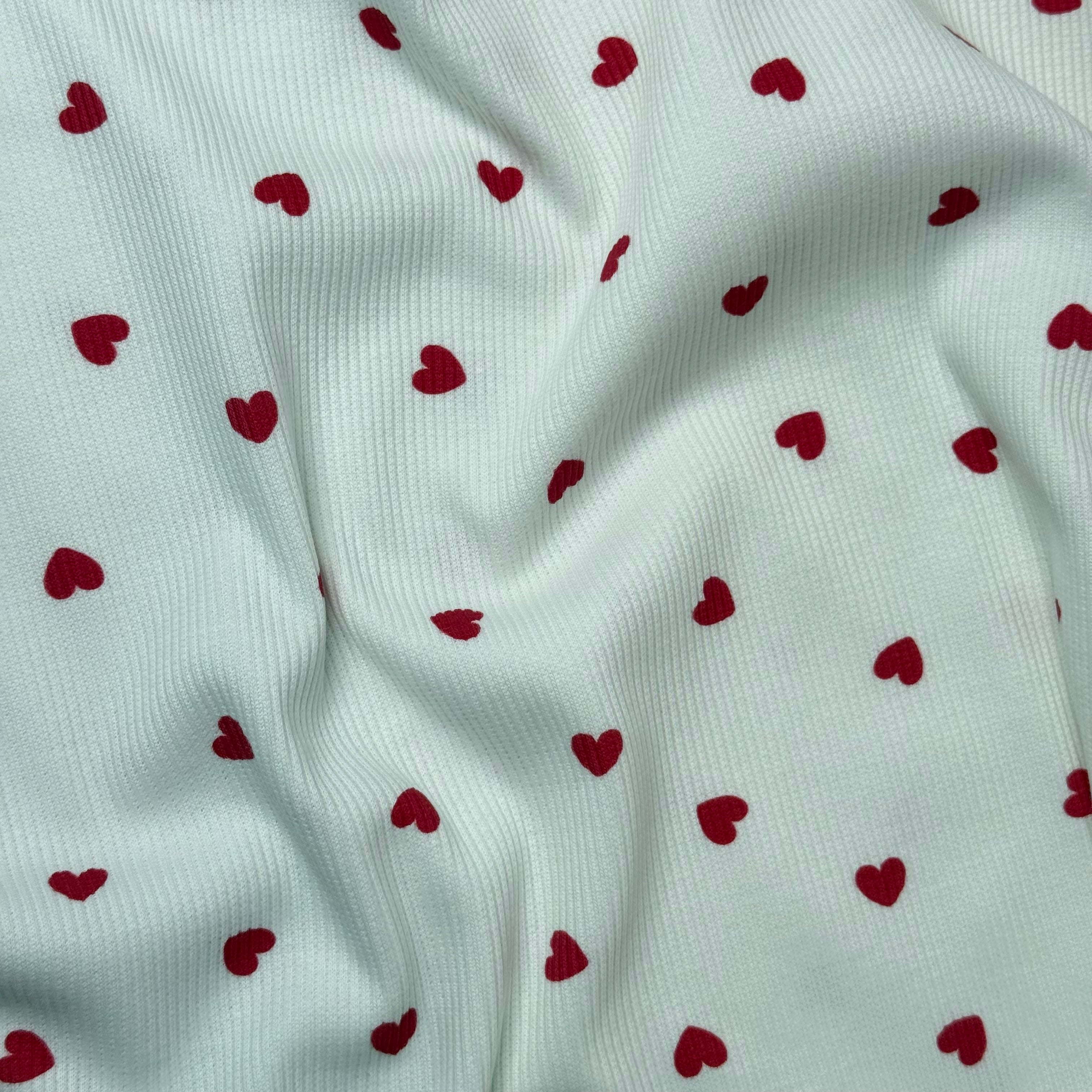 Red Hearts Cotton Ribbed Jersey