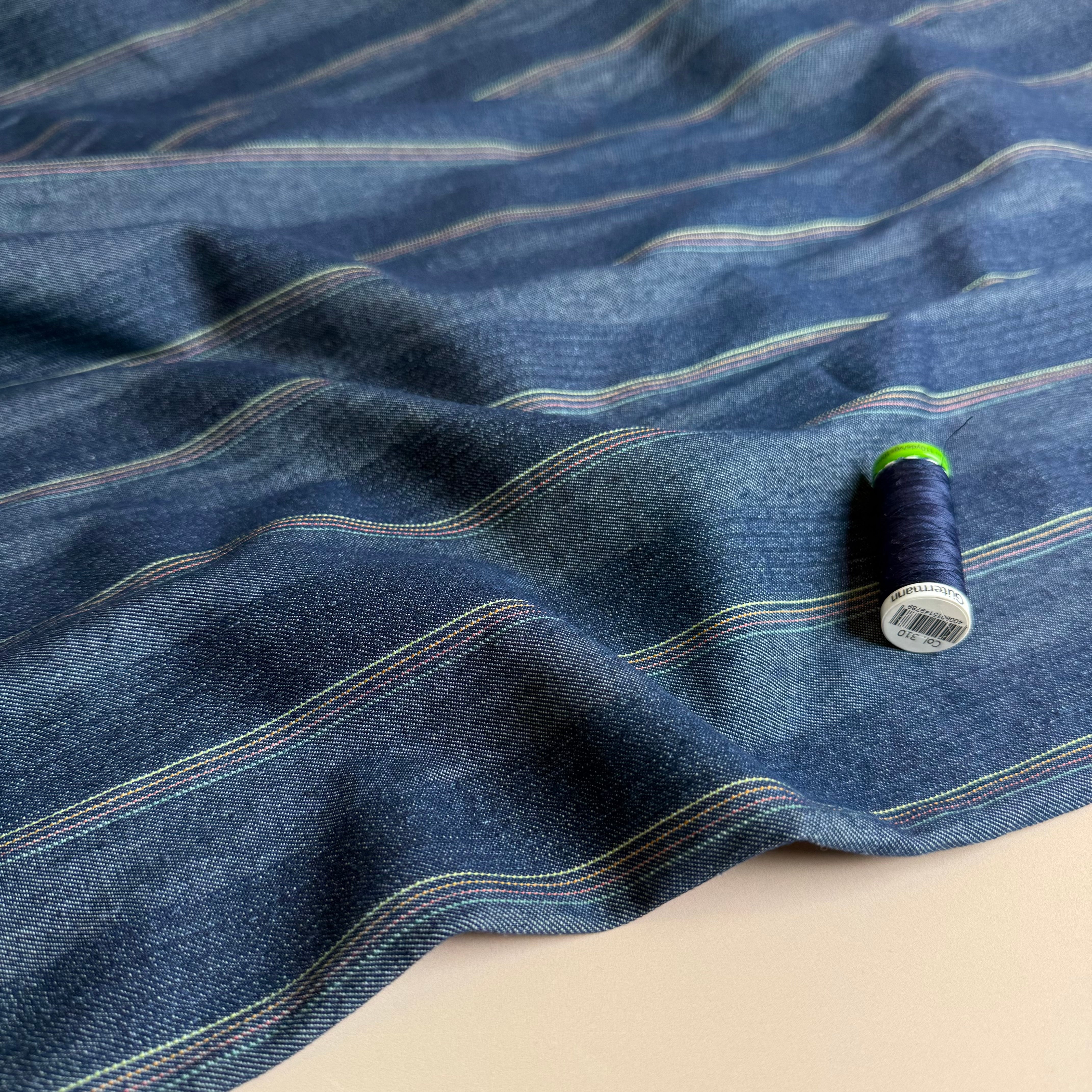 Indigo Striped Denim Fabric