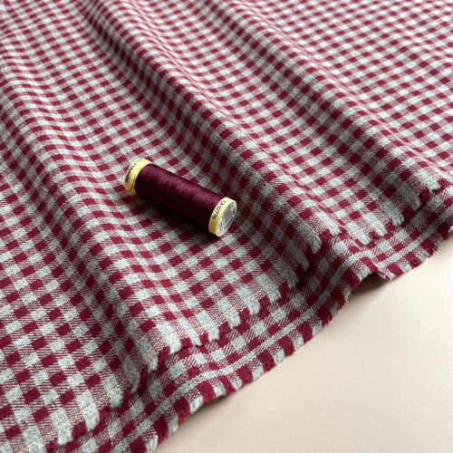 Yarn Dyed Mini Red Gingham Cotton Flannel