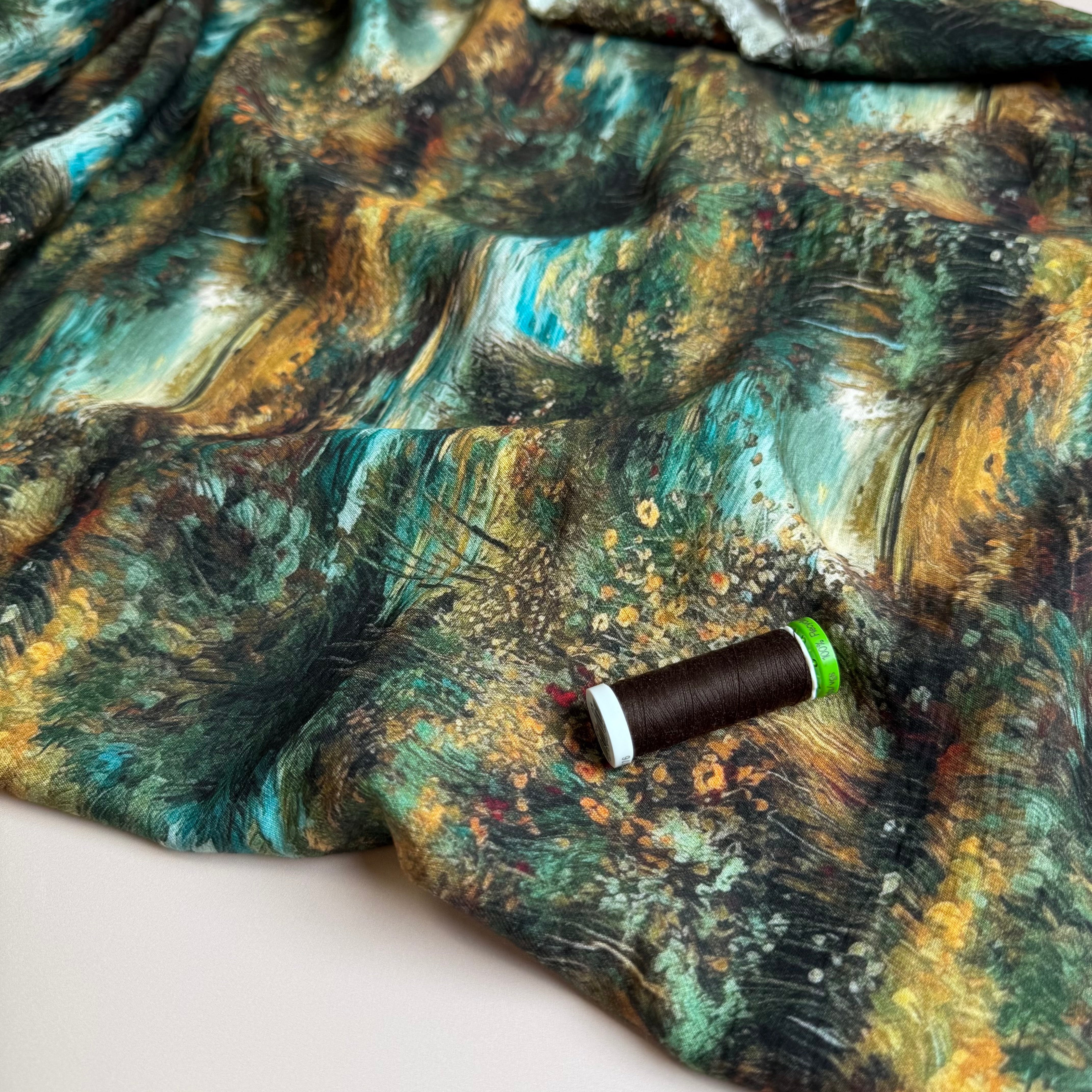 Impressionist Landscape Fine Viscose Twill