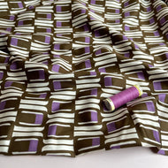 REMNANT 0.5 Metre - Deadstock Brown and Purple Geo Cotton Sateen Fabric