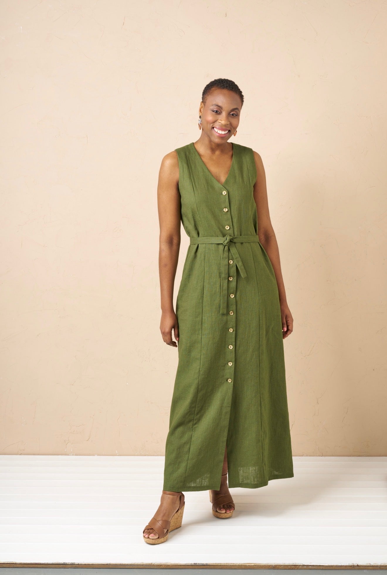 Breeze Olive Green - Enzyme Washed Linen Cotton Fabric