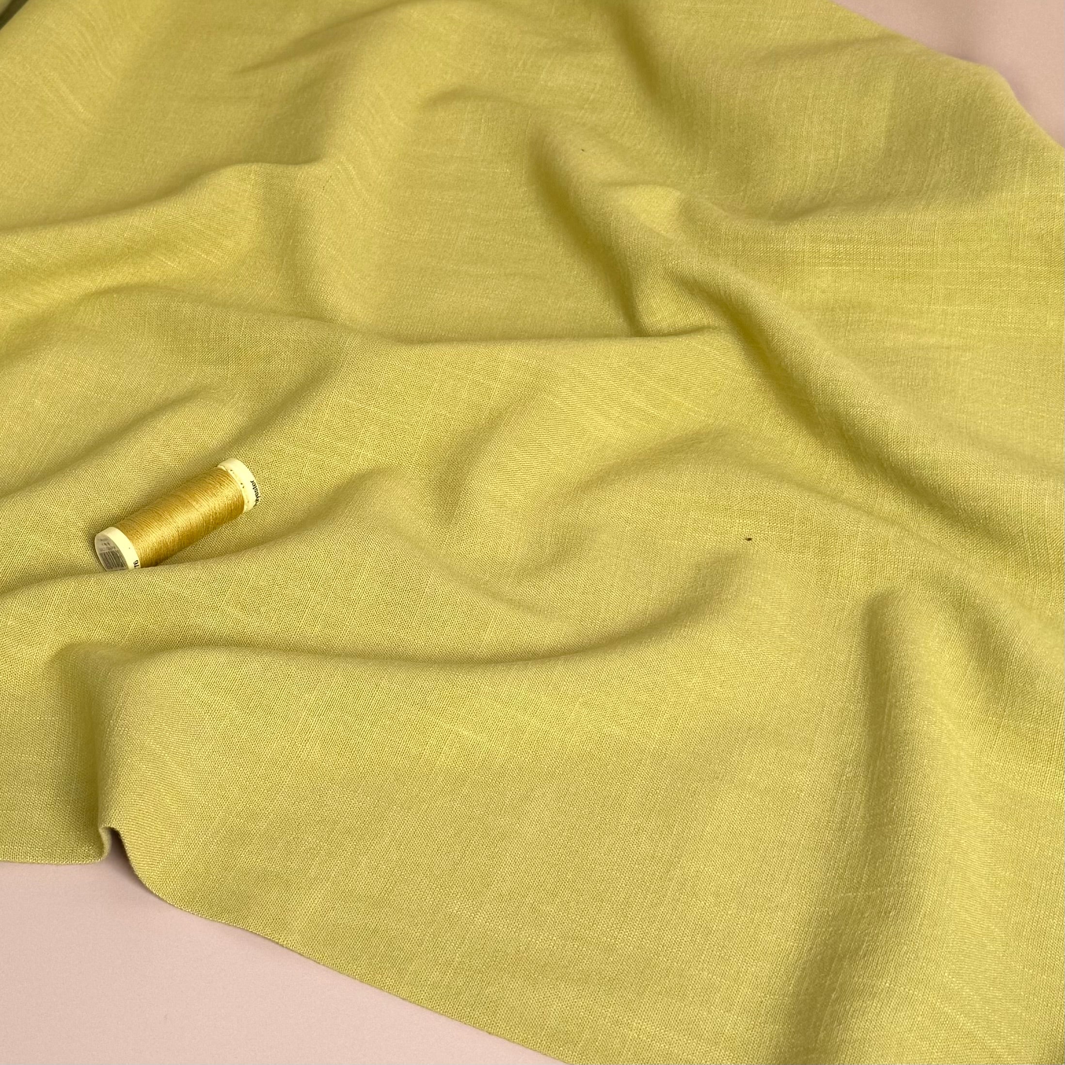Flow Chartreuse Viscose Linen Blend Dress Fabric