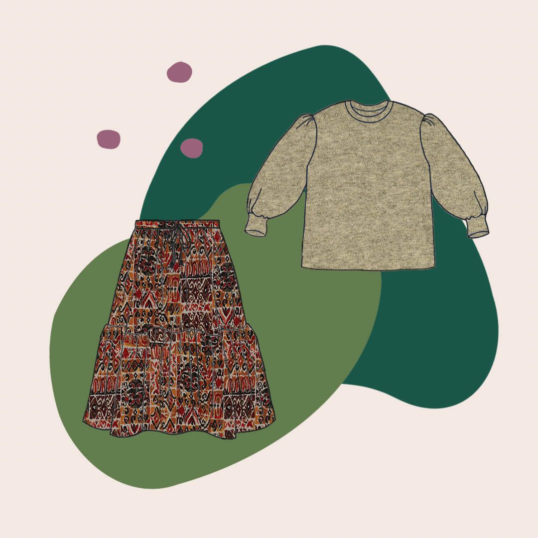 Make an Outfit Colour Bundle - Aztec Tiles Viscose & Olive Snug Sweater Knit