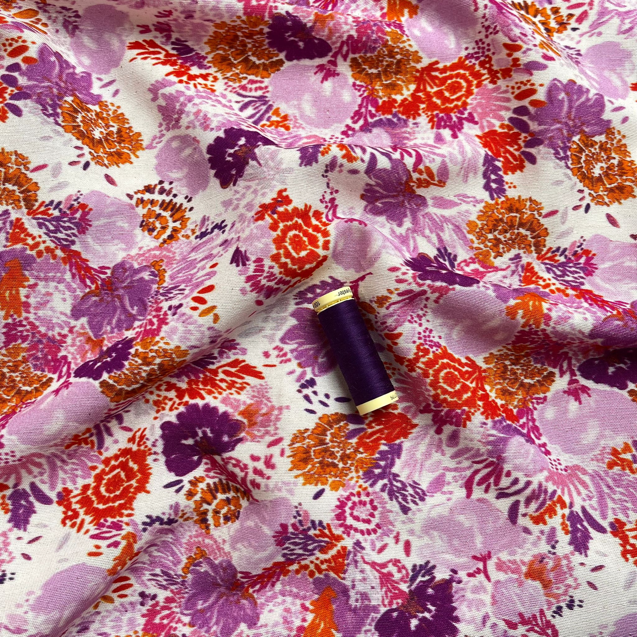 Sunrise Florals Viscose Linen Fabric