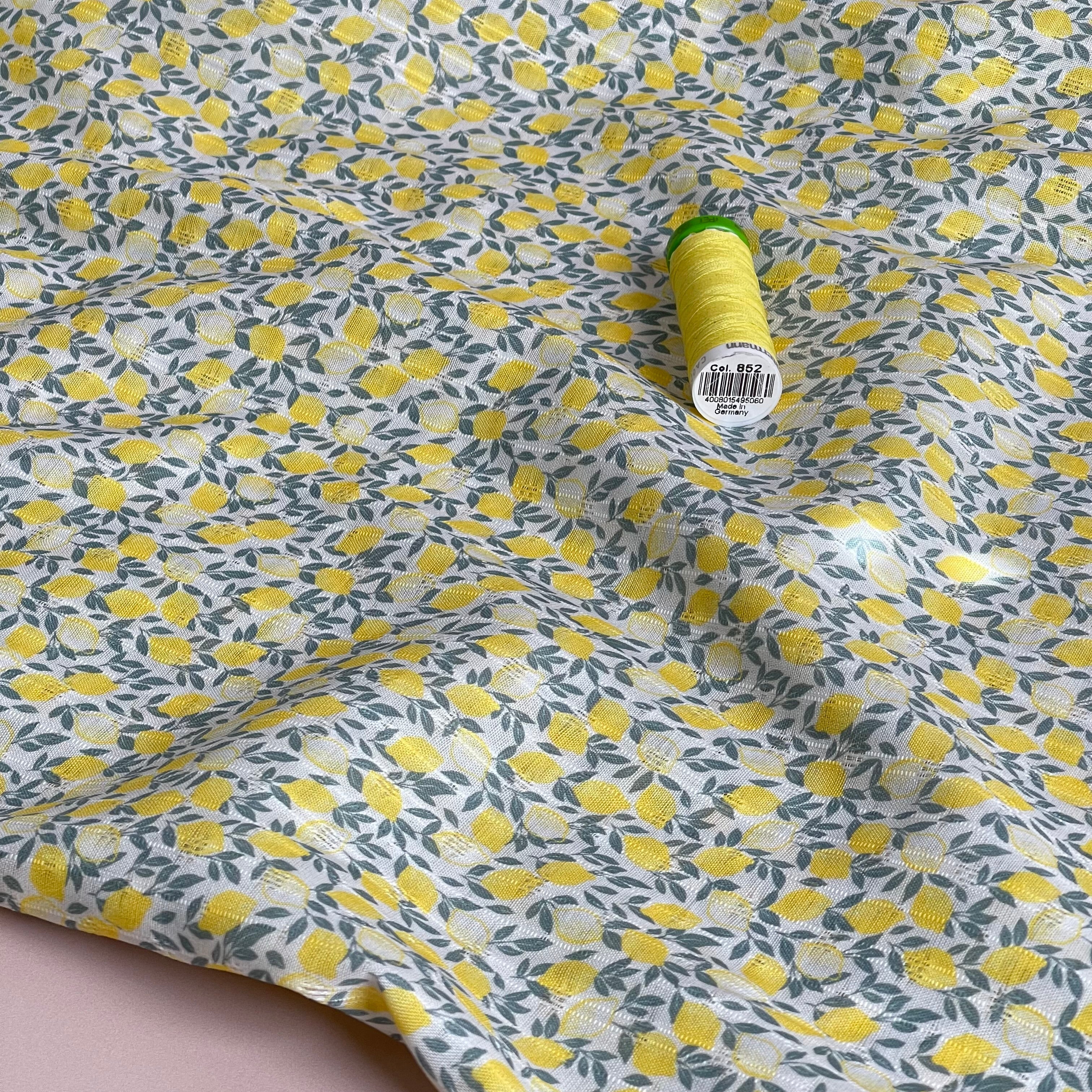 Lemons Lace Stripes Cotton Fabric