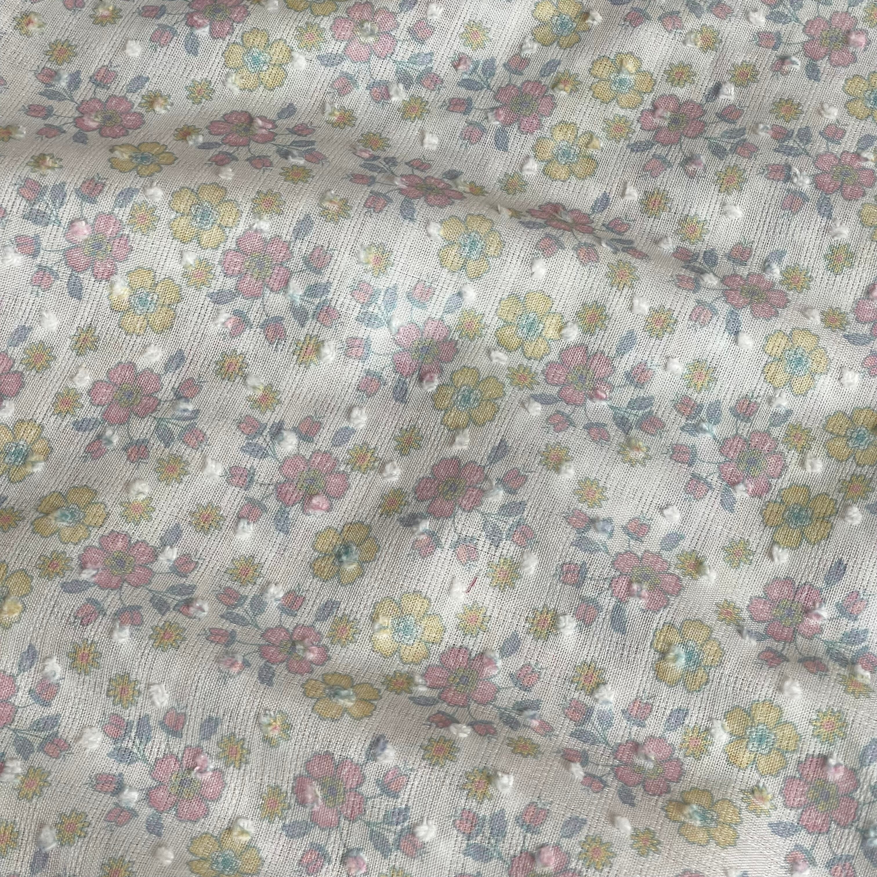 Flowers Cotton Dobby Check Fabric