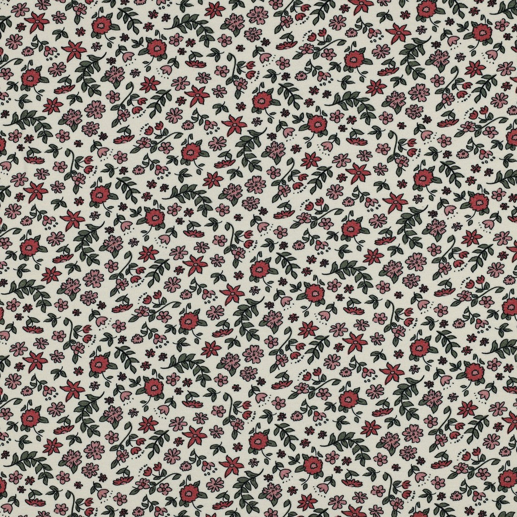 Flowers on Natural GOTS Organic Cotton Jersey