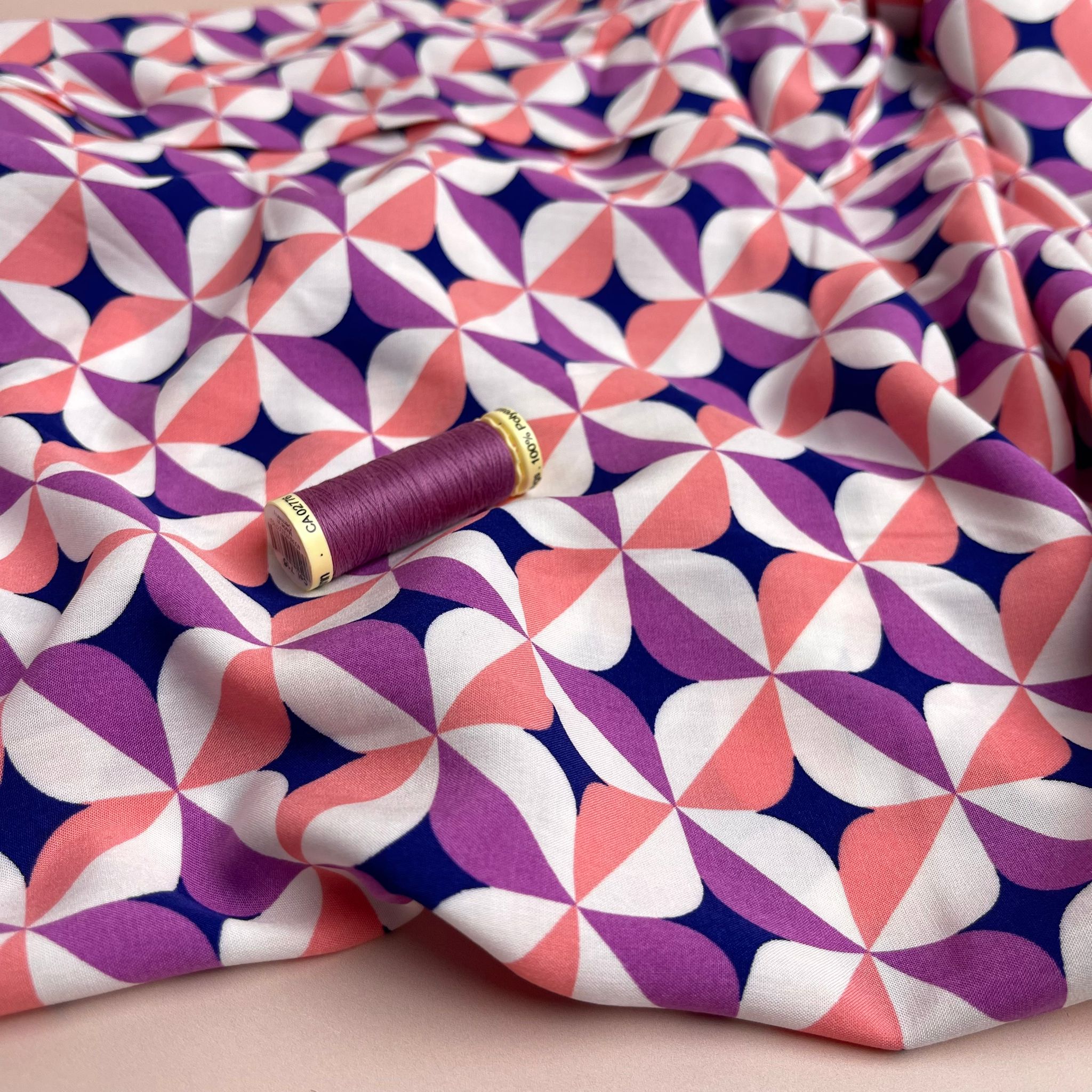 Retro Purple Viscose Poplin Fabric