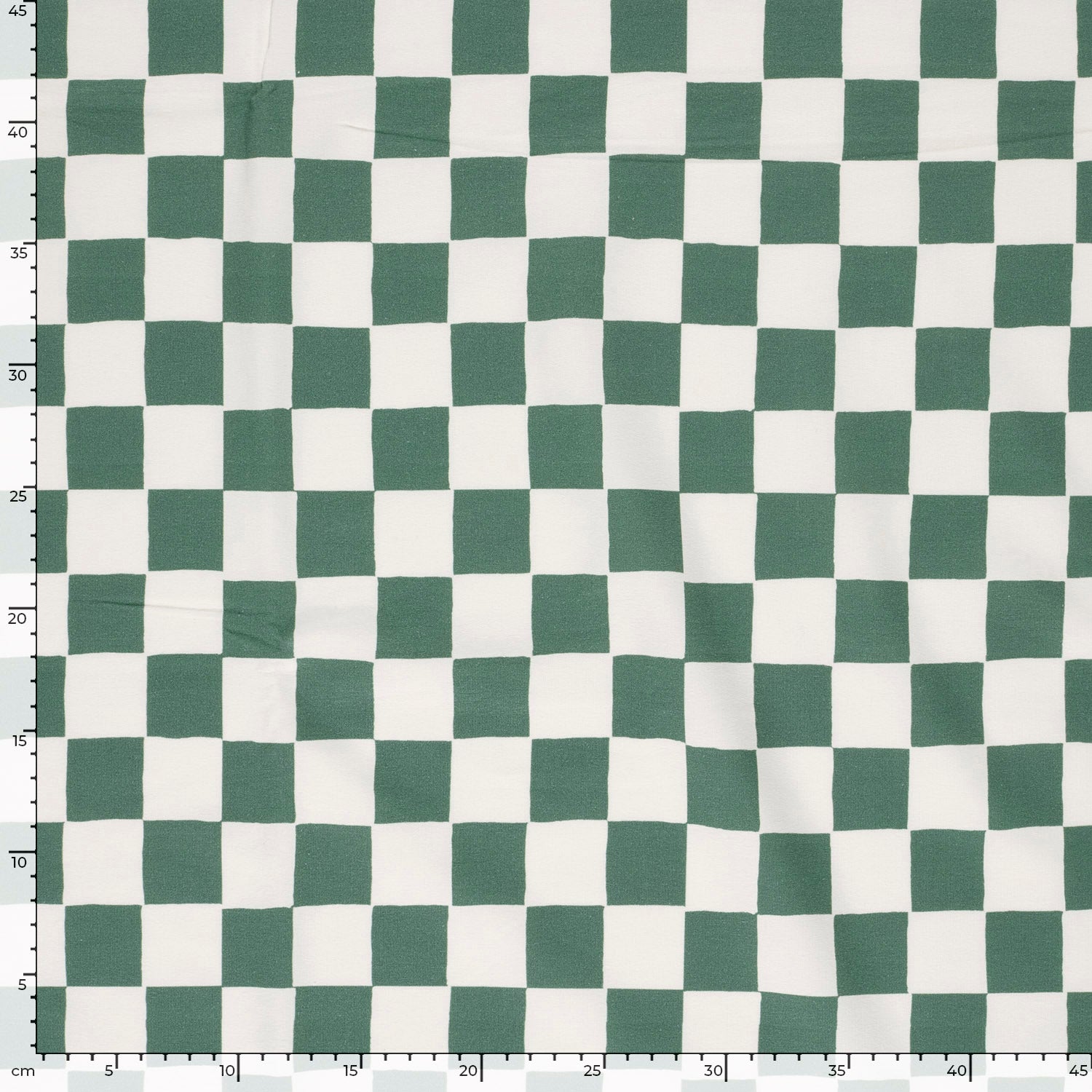 Checkers Dark Green GOTS Organic Cotton French Terry