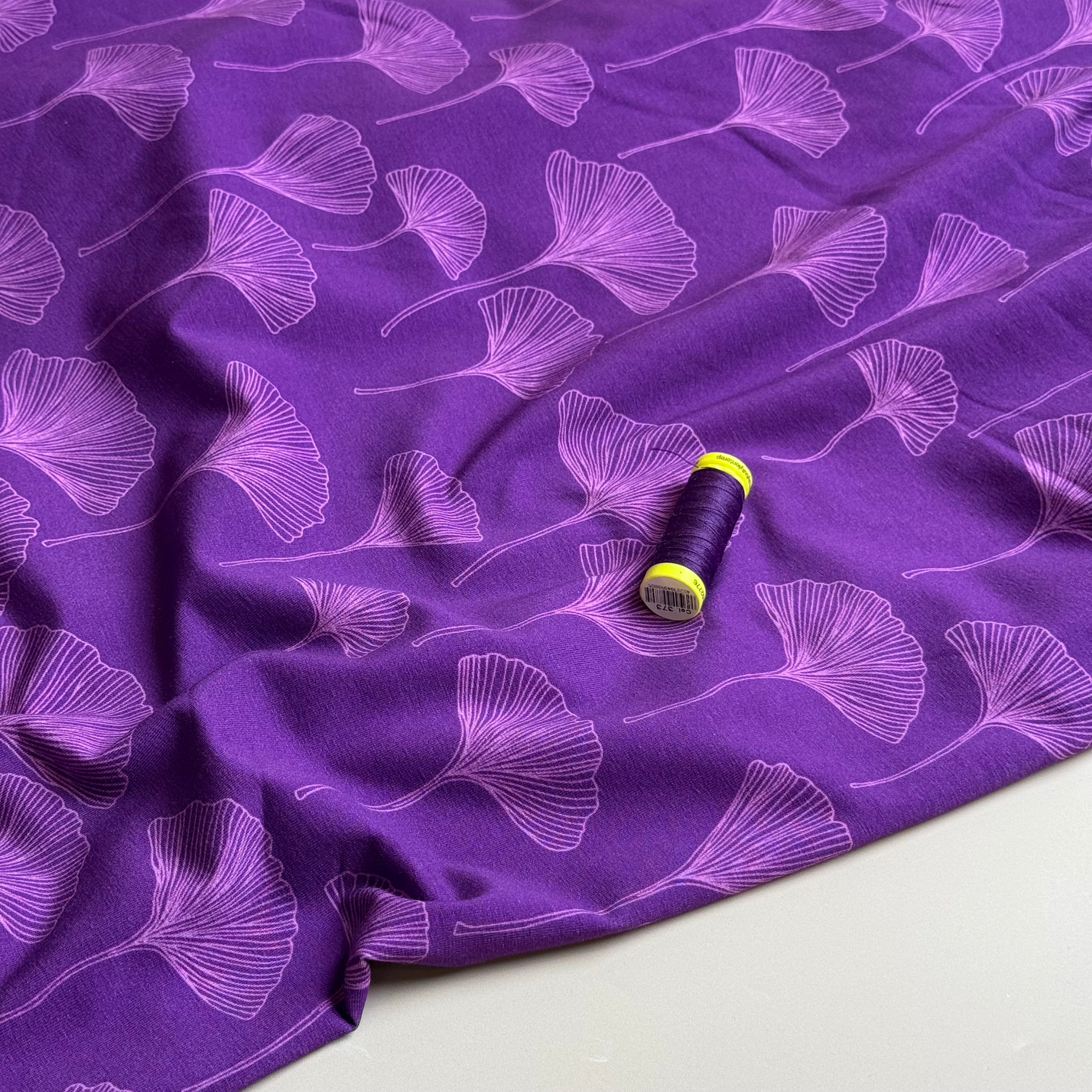 Danish Design - Gingko Leaves Purple Cotton Jersey