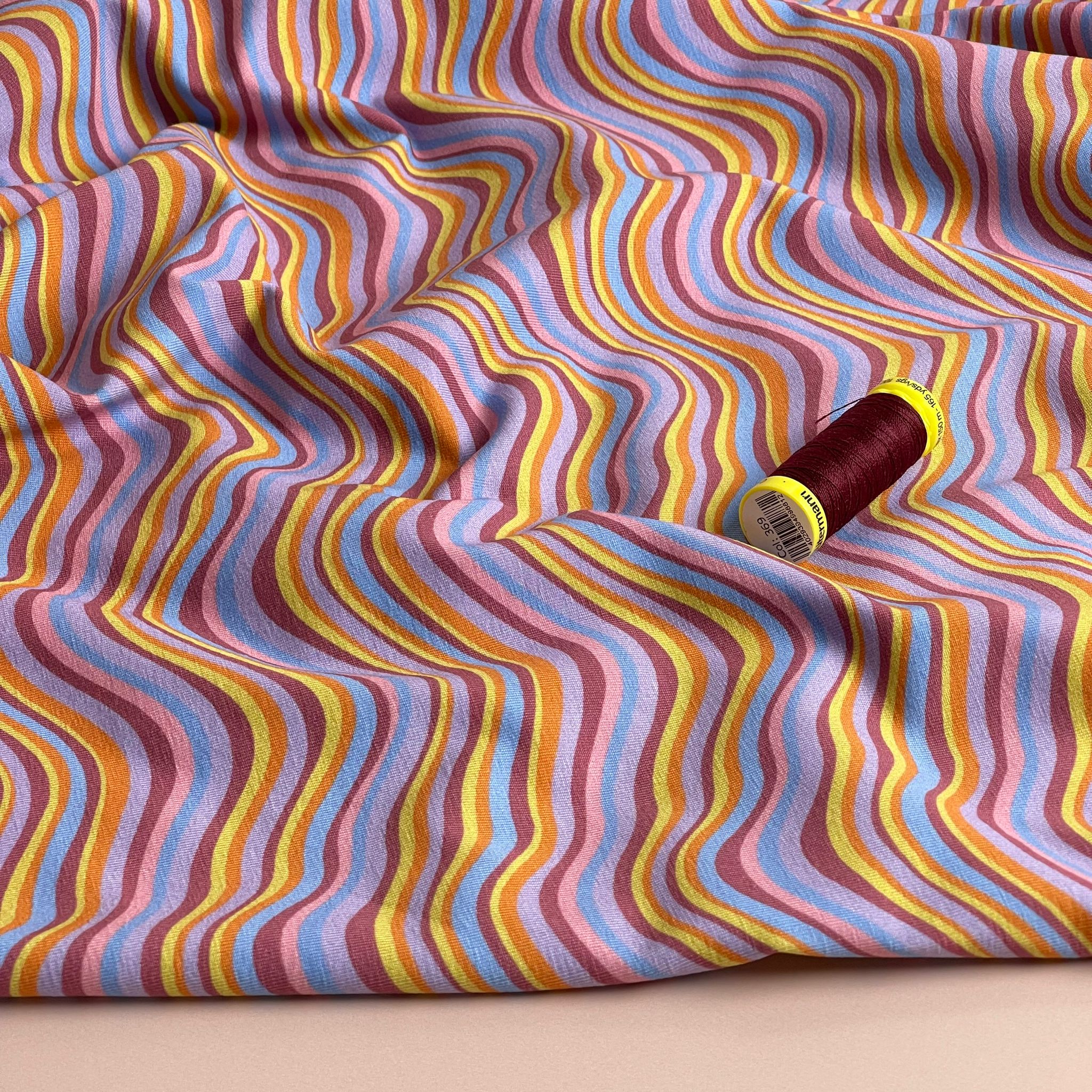 Danish Design - Rainbow Waves Cotton Jersey Fabric