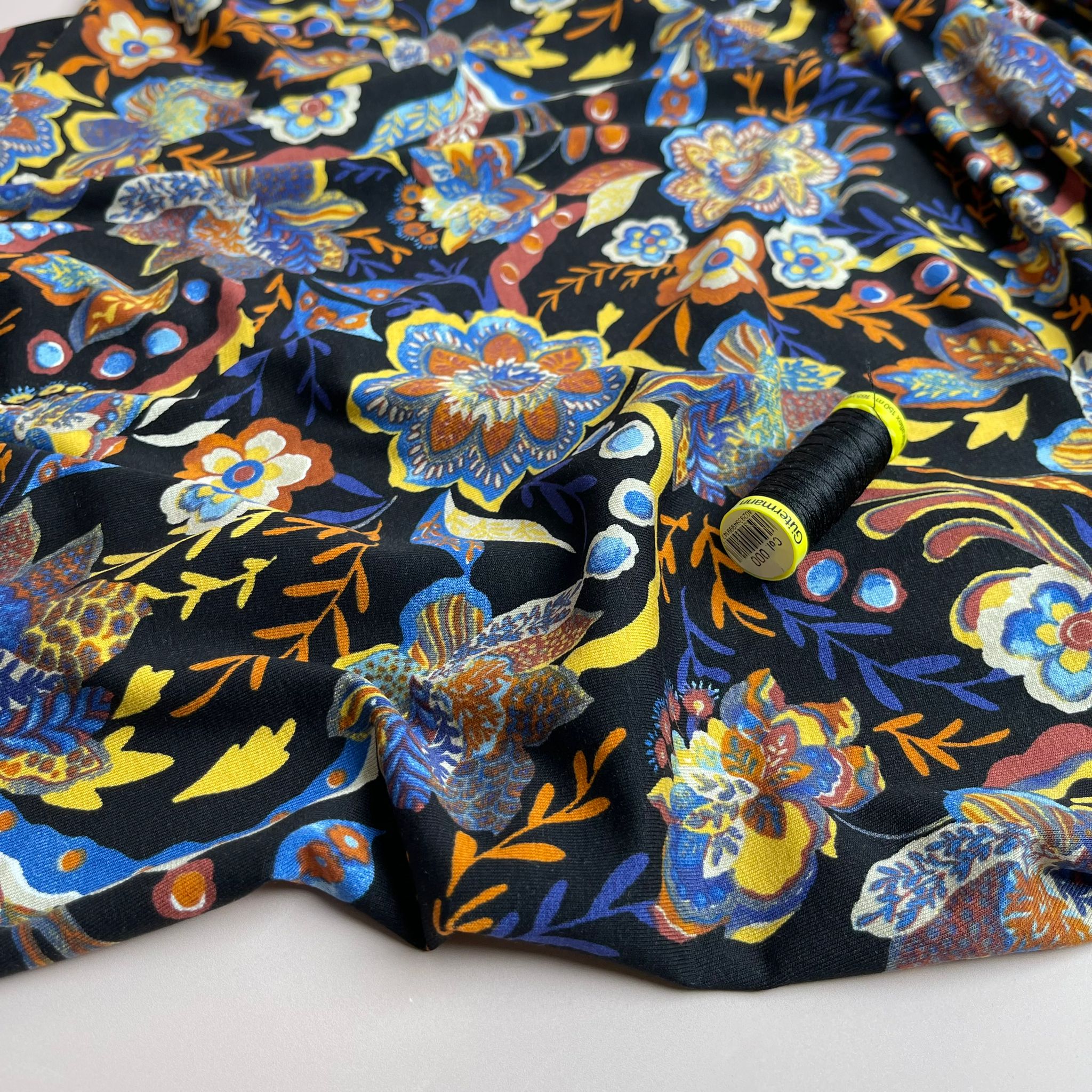 Autumn Flowers De Luxe Viscose Jersey Fabric