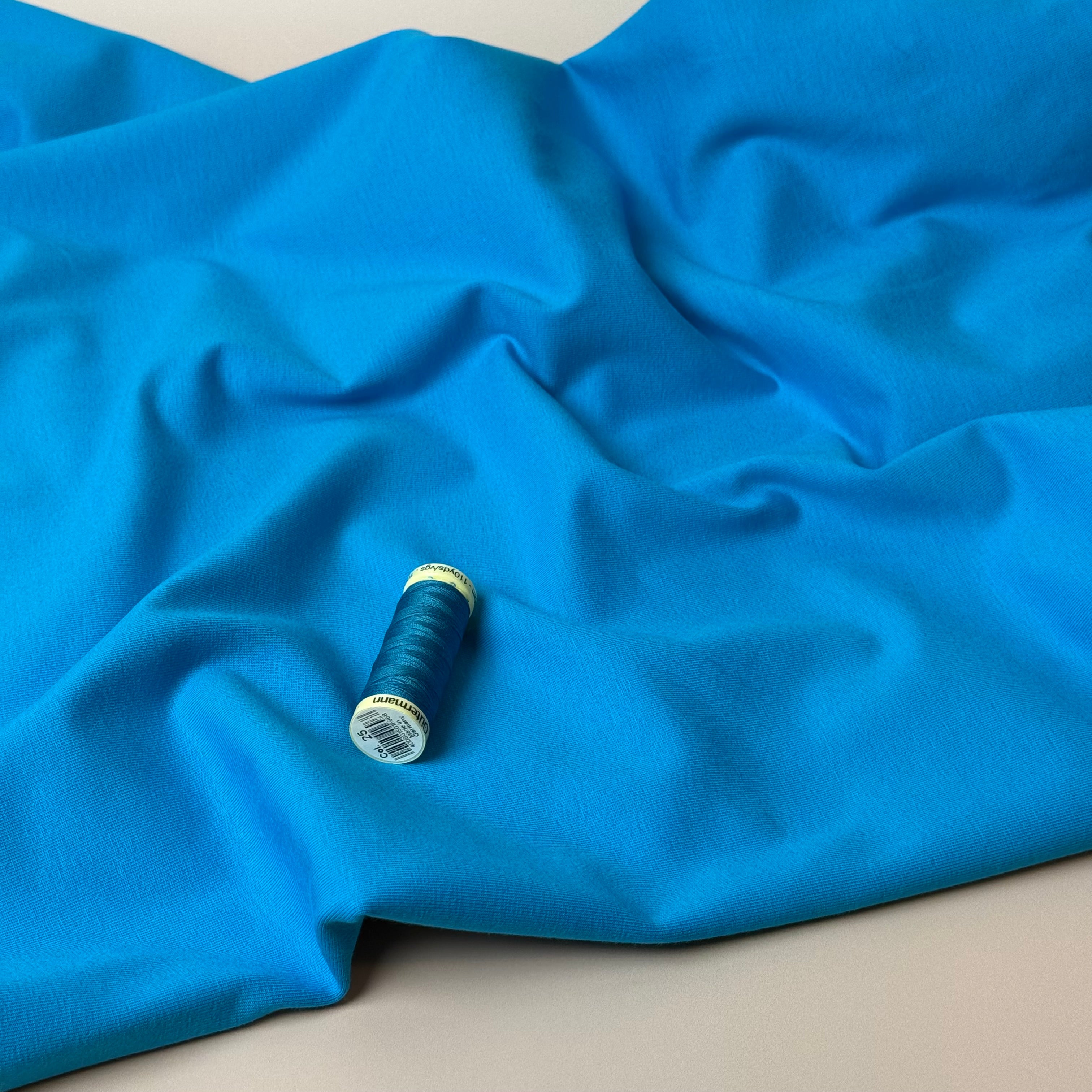 Essential Chic Turquoise Blue Plain Cotton Jersey Fabric
