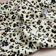Leopard Flowers Natural Cotton Sweat-shirting Fabric