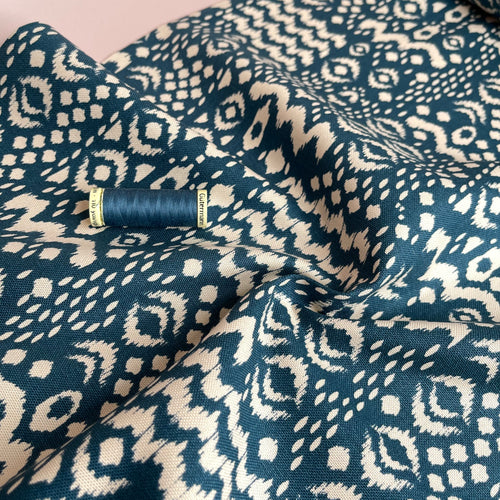 Bohemian in Petrol Cotton Canvas