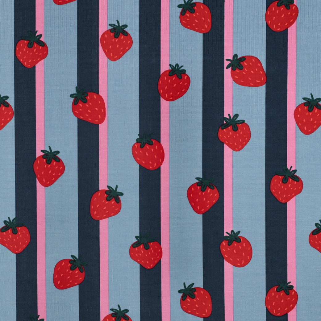 Strawberries in Lanes Cotton Jersey Fabric