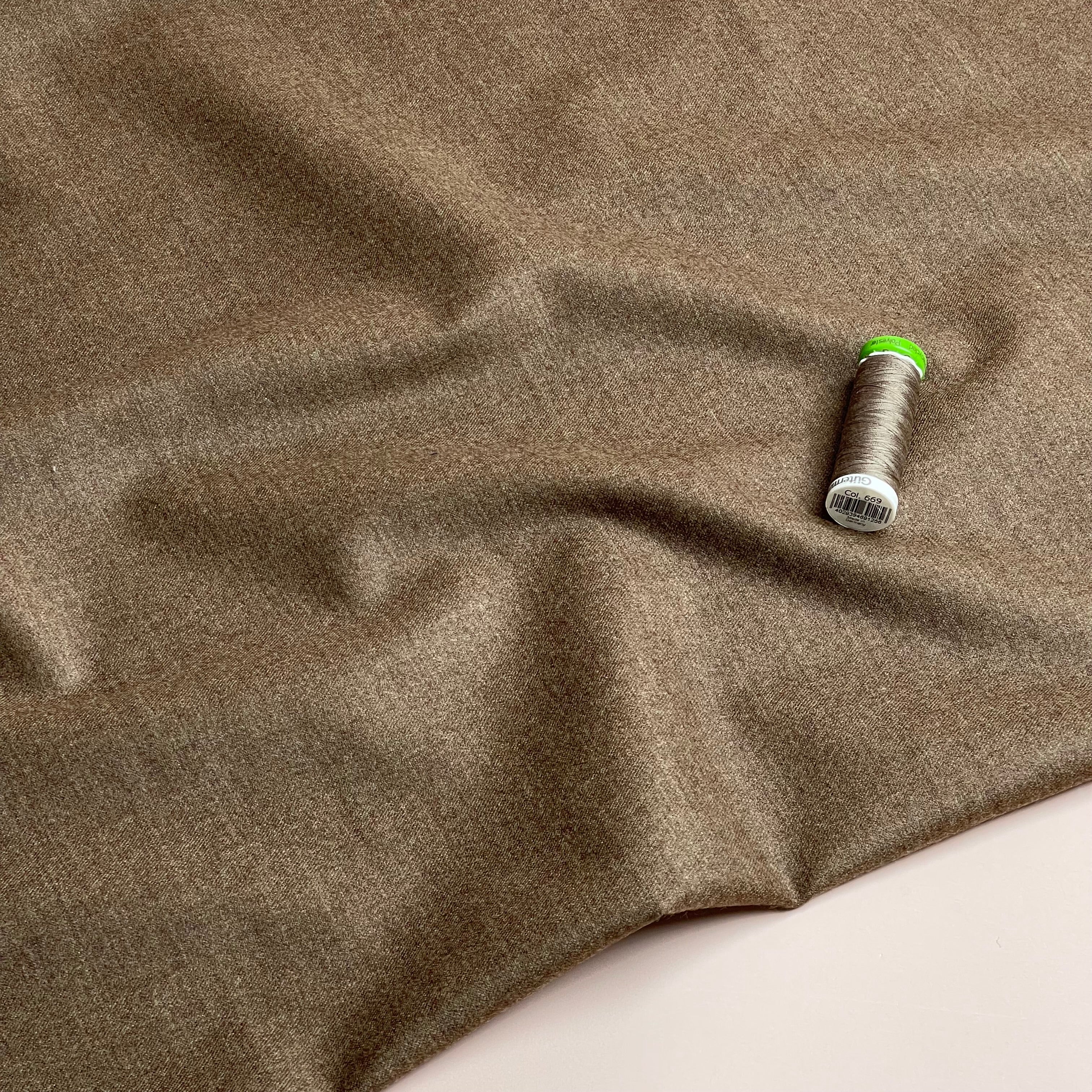 Deadstock Plain Beige Pure Wool Suiting Fabric