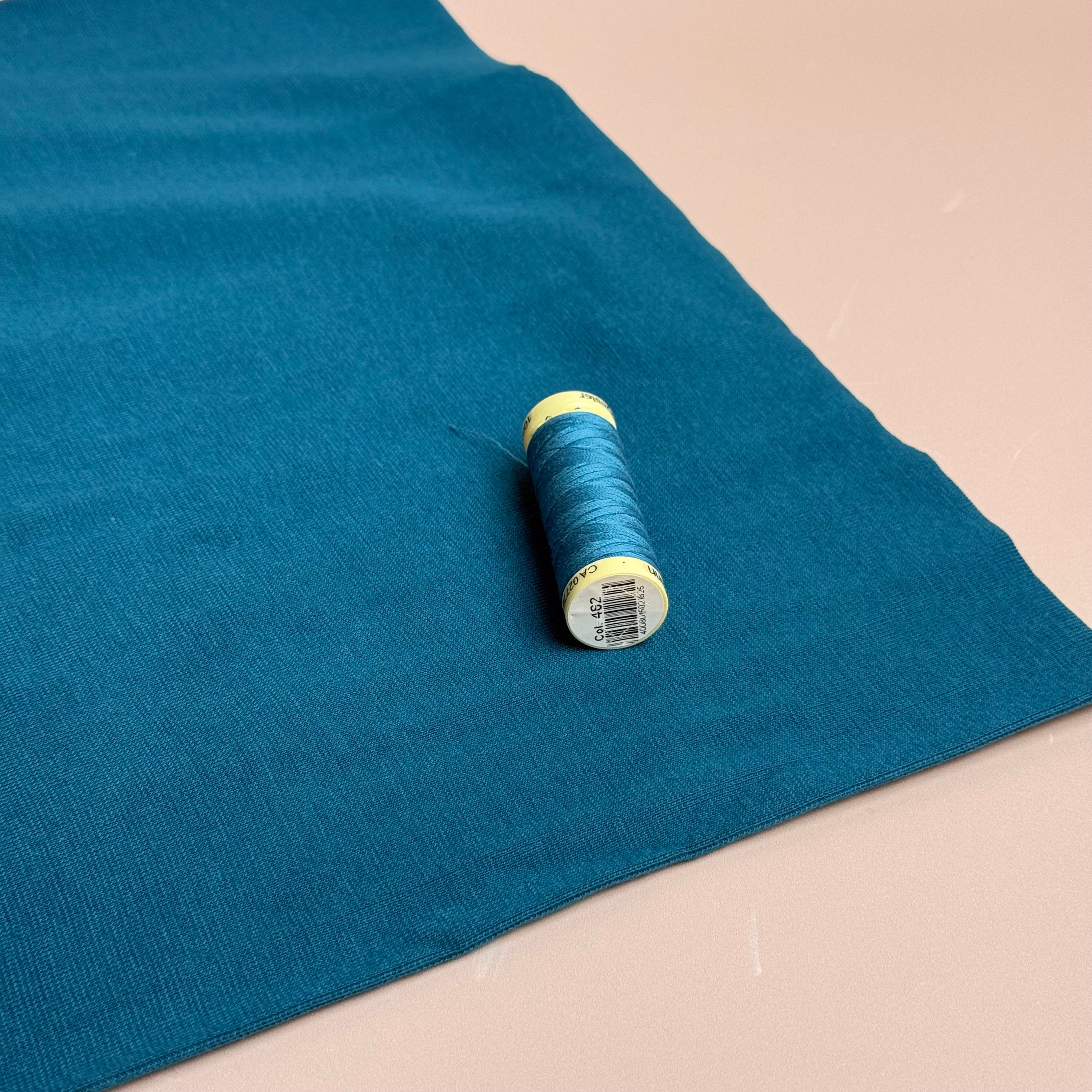 Petrol Tabular Cotton Cuff Ribbing Fabric
