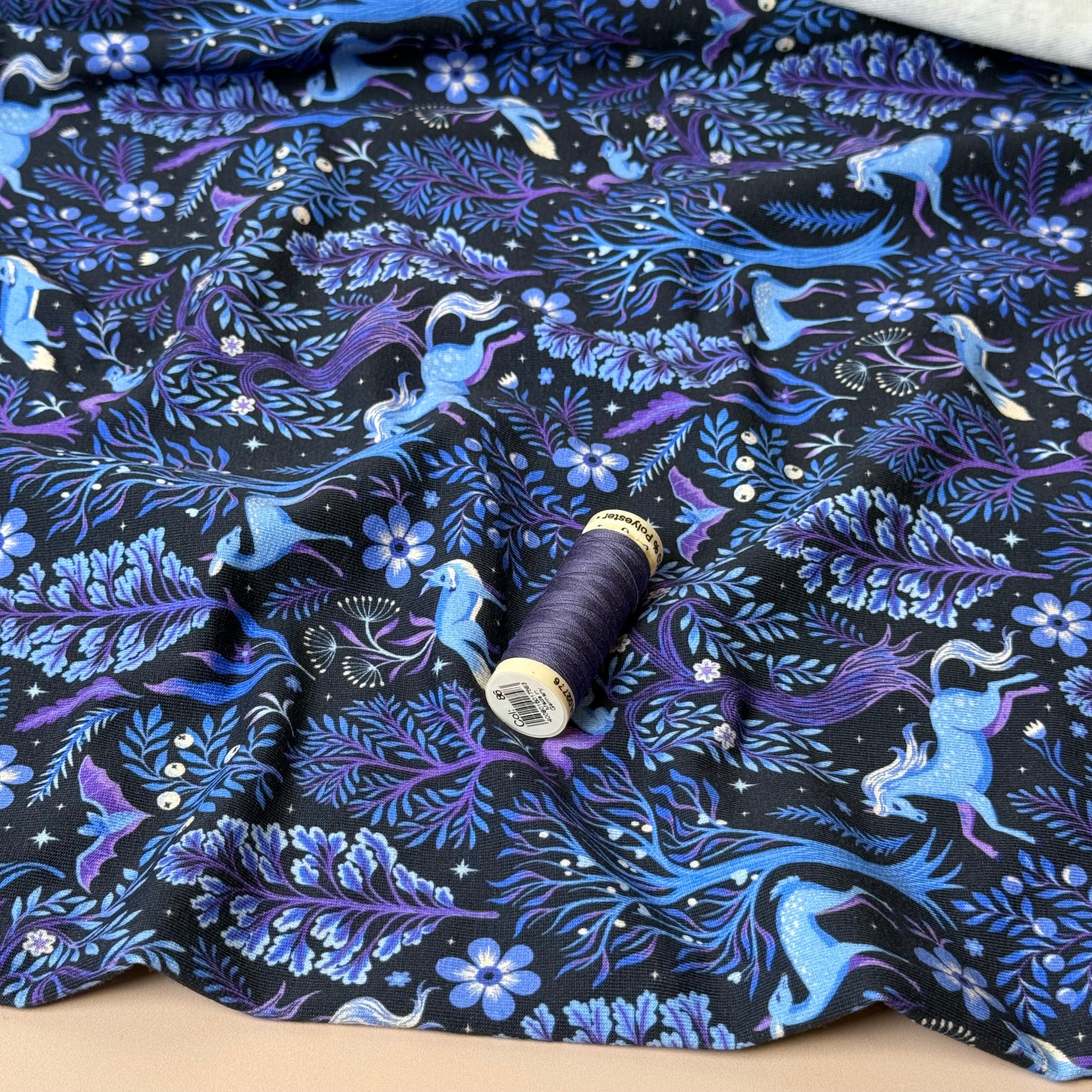 Enchanted Forest Navy Cotton French Terry