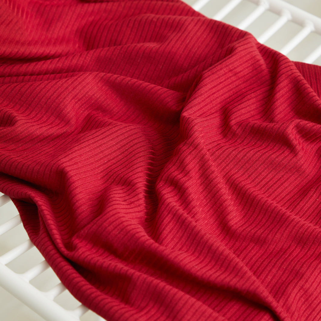 Derby Ribbed Jersey Berry Red with TENCEL™ Modal Fibres