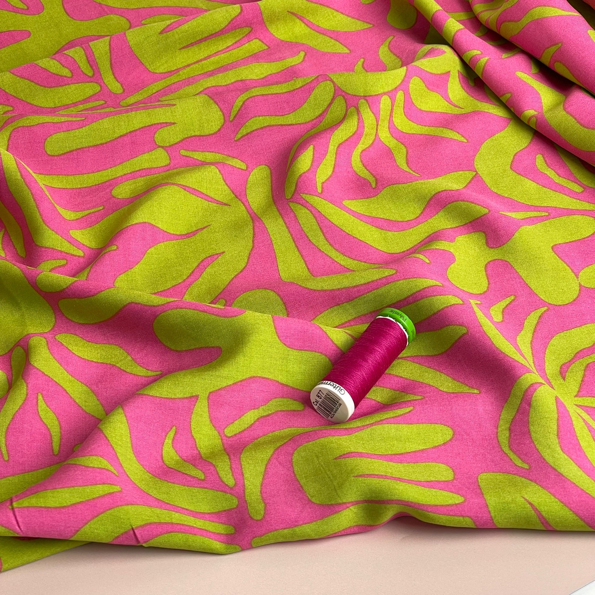 REMNANT 0.68 Metre - Lime Vacation Viscose Poplin Fabric