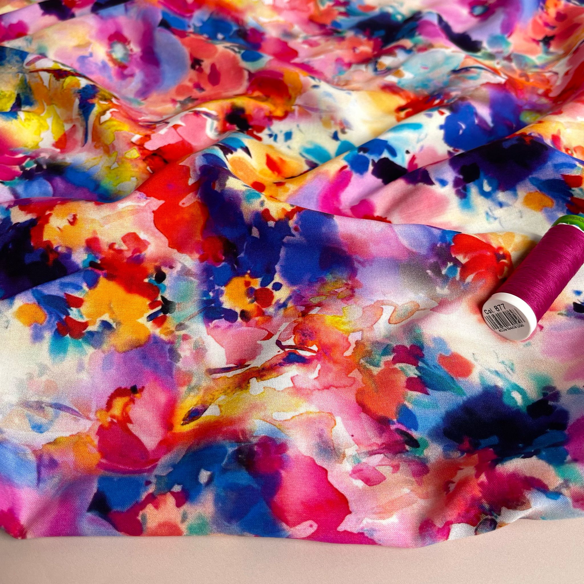 Vibrant Inky Florals Viscose Fabric