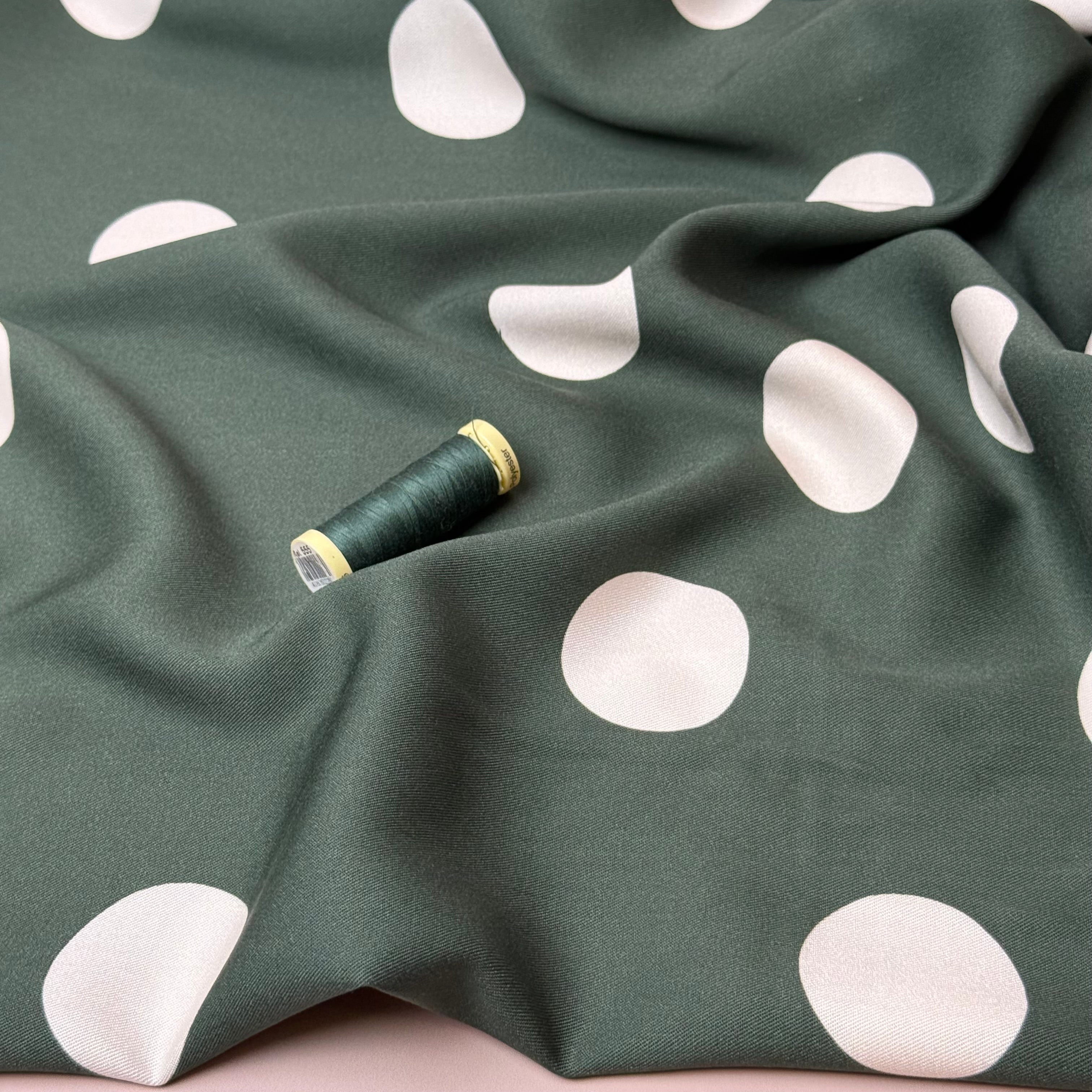 Light & Lush - large Dots Green Viscose Twill Fabric