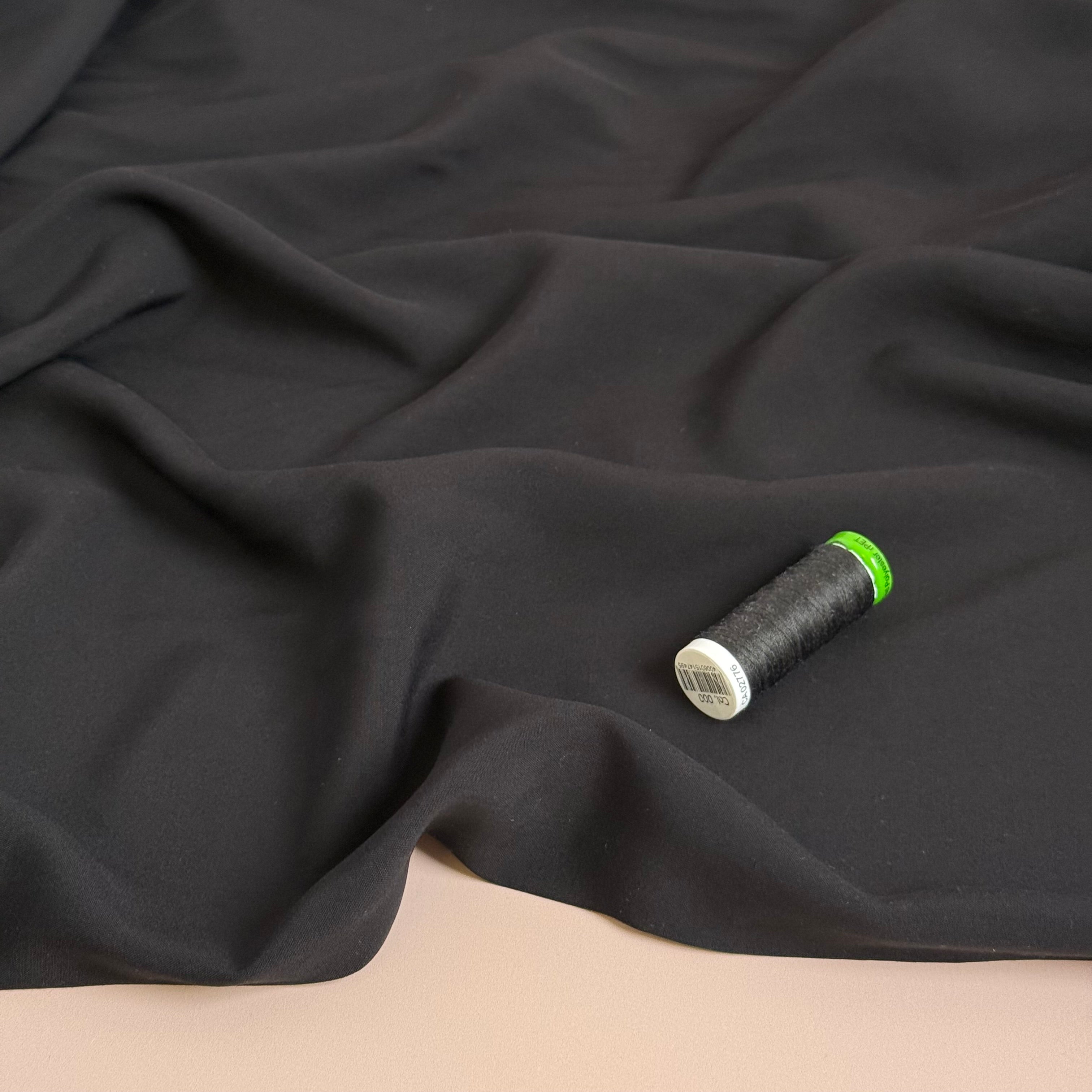 Elegance Black Plain ECOVERO Viscose Fabric