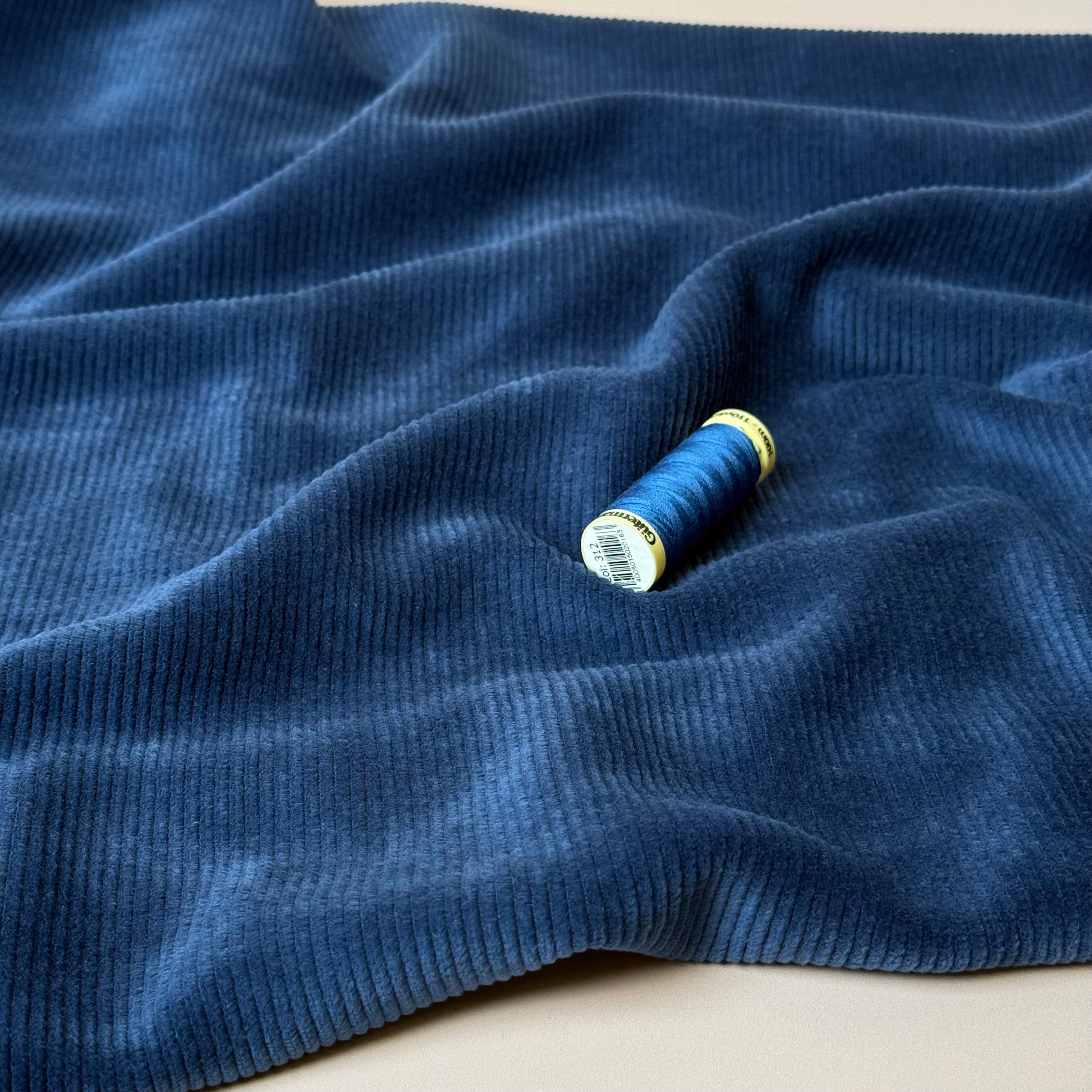 Ribbed Velvet Jersey in Ocean