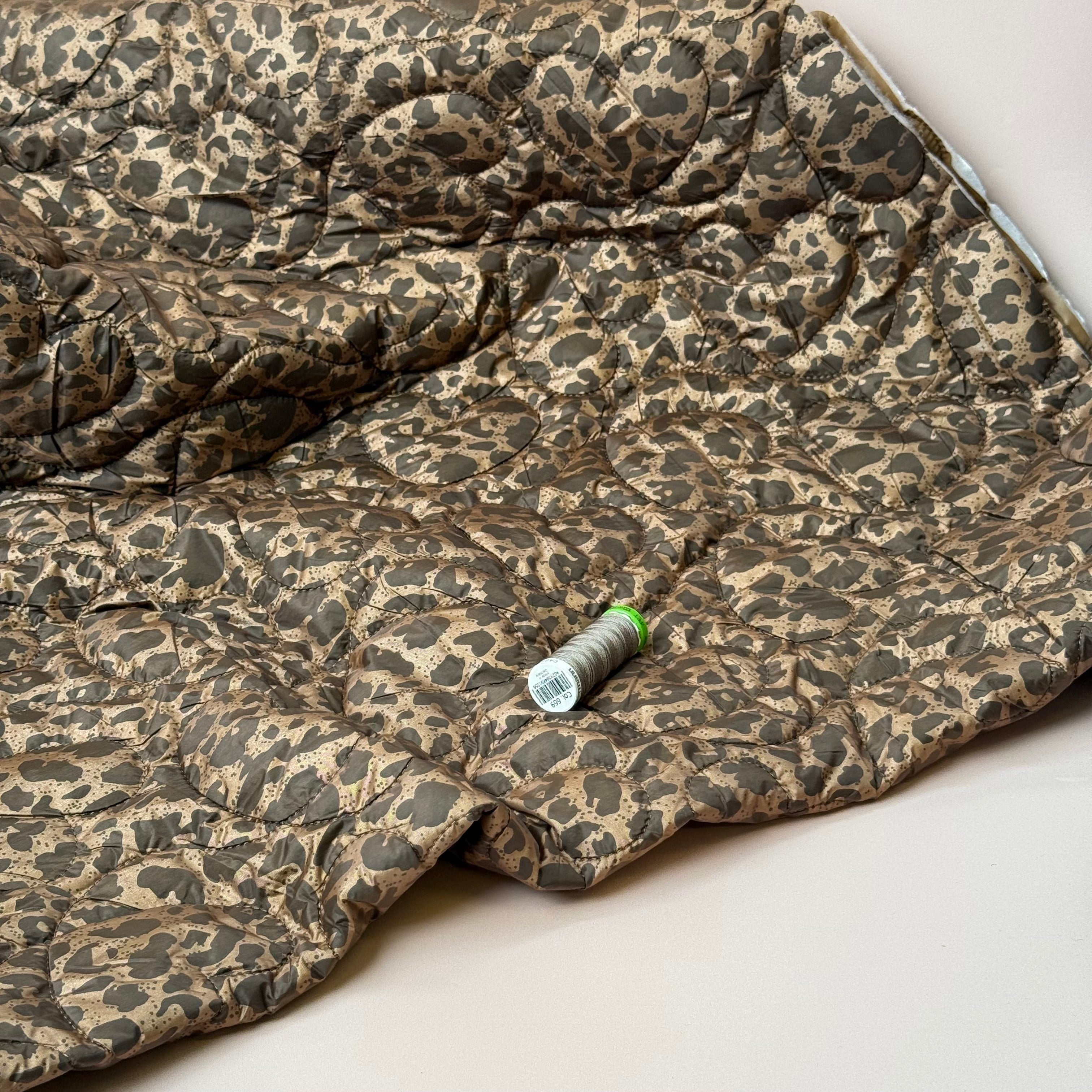 Animal print with Hearts Quilted Puffer Fabric