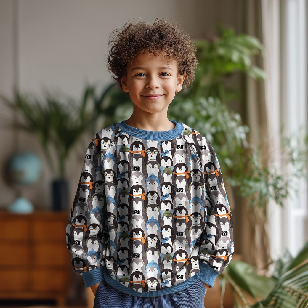 Penguin Huddle Peach Soft Cotton Sweat-shirting