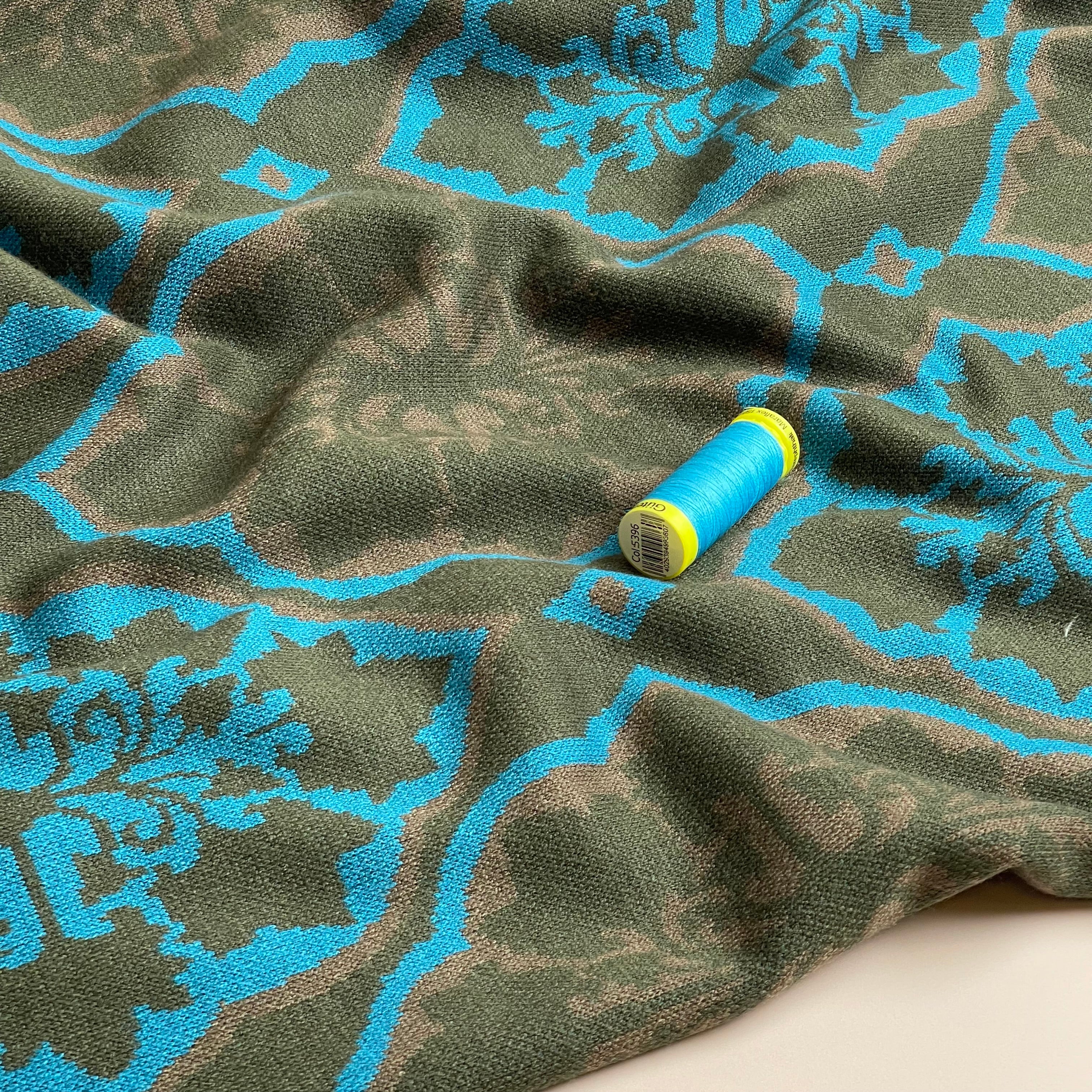 Kaleidoscope Olive Yarn Dyed Jacquard Knit