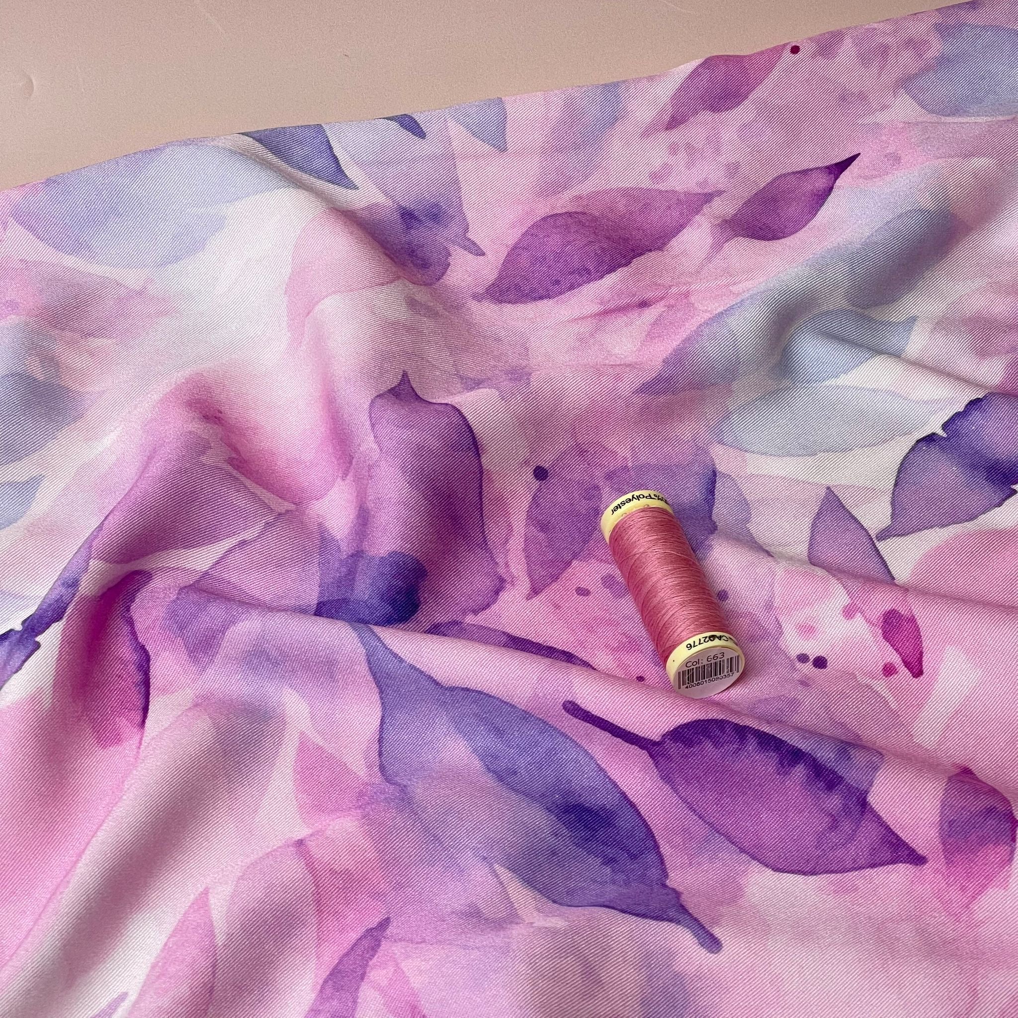 Light & Lush - Lilac Foliage Viscose Twill Fabric