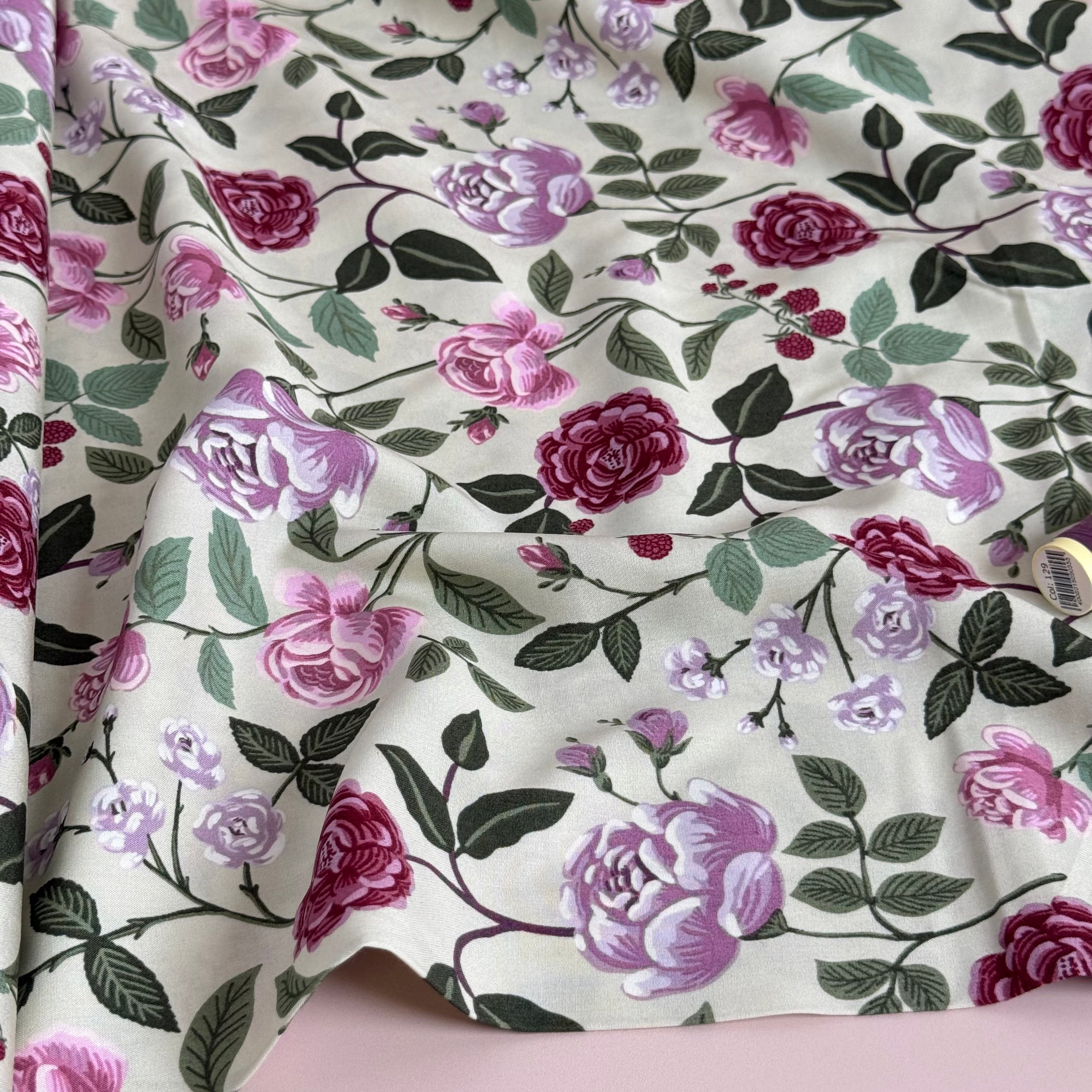 Rifle Paper Co - Roses in Plum Rayon from English Rose