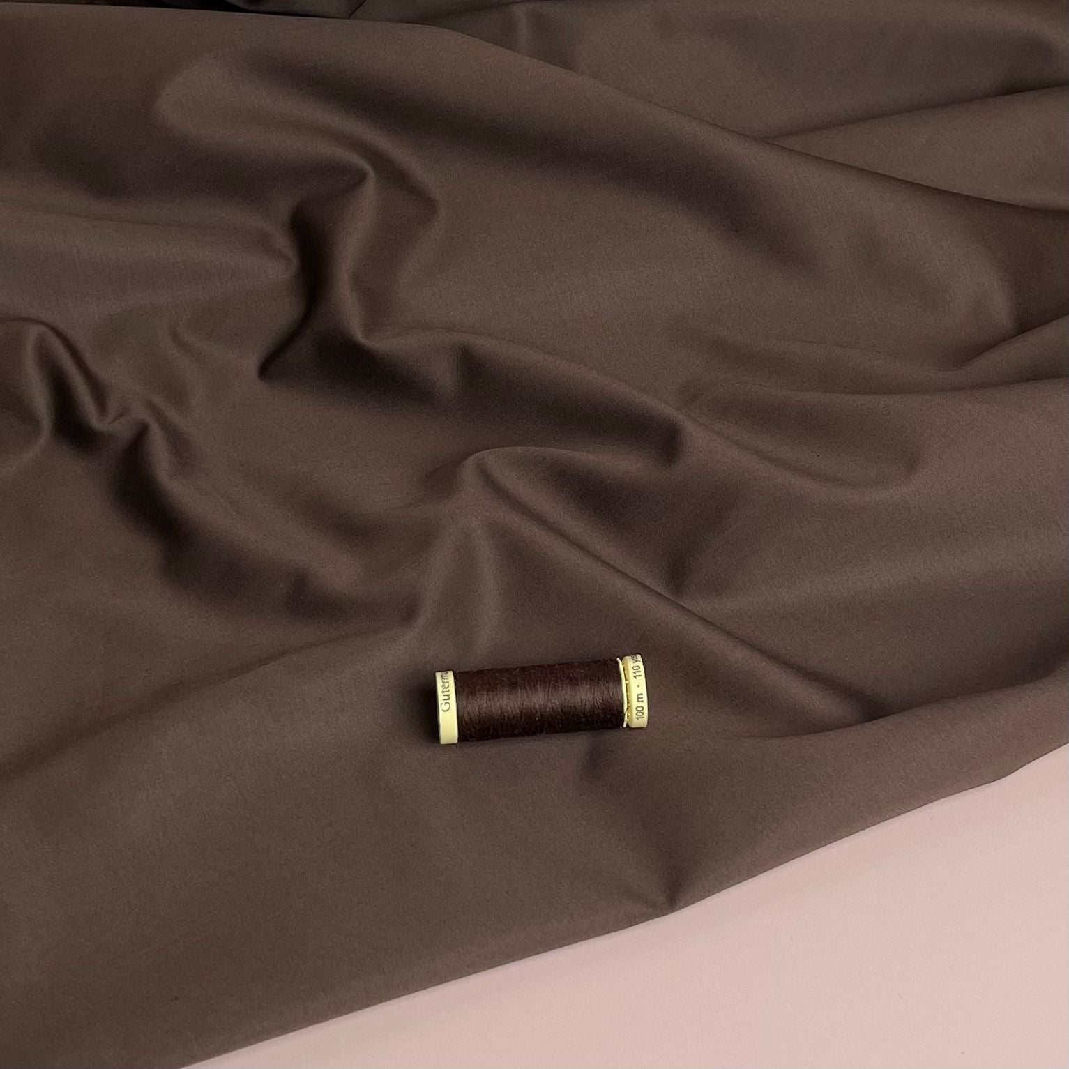 REMNANT 0.63 Metre - Ex-Designer Chocolate Stretch Cotton Tencel Fabric