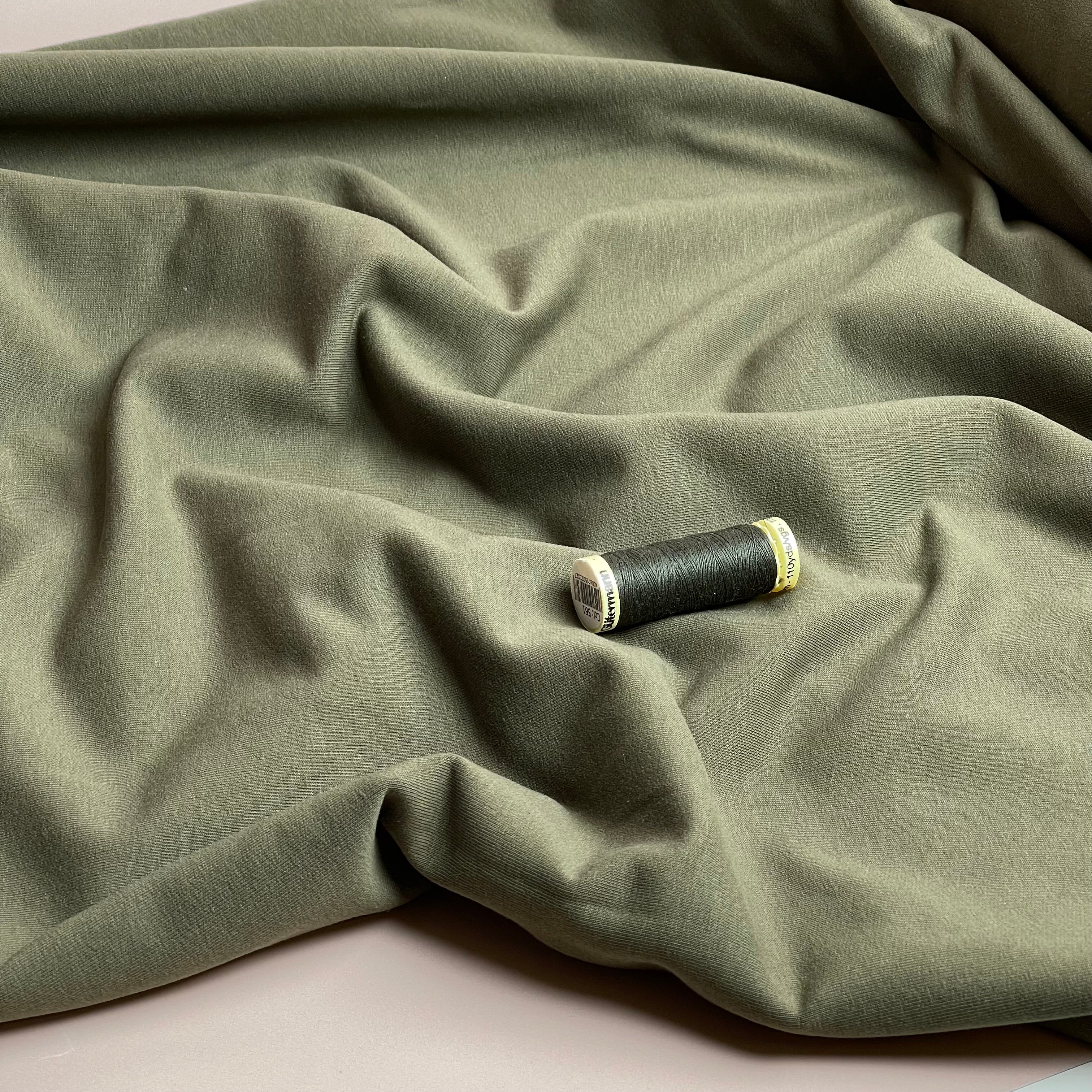 Brushed Cotton Sweat-shirting in Burnt Olive