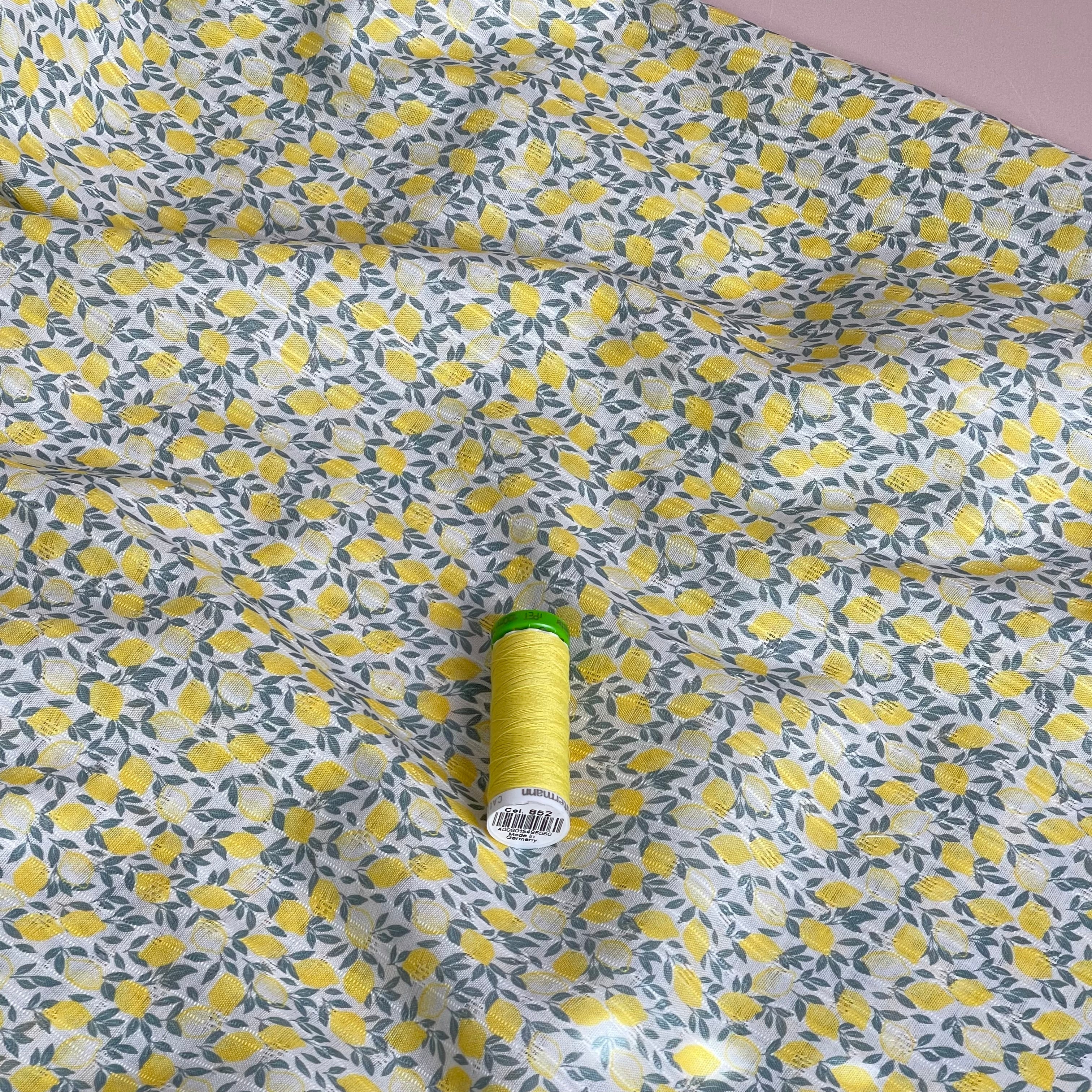 Lemons Lace Stripes Cotton Fabric