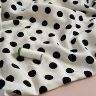 Classic Polka Off-White Viscose Twill Fabric