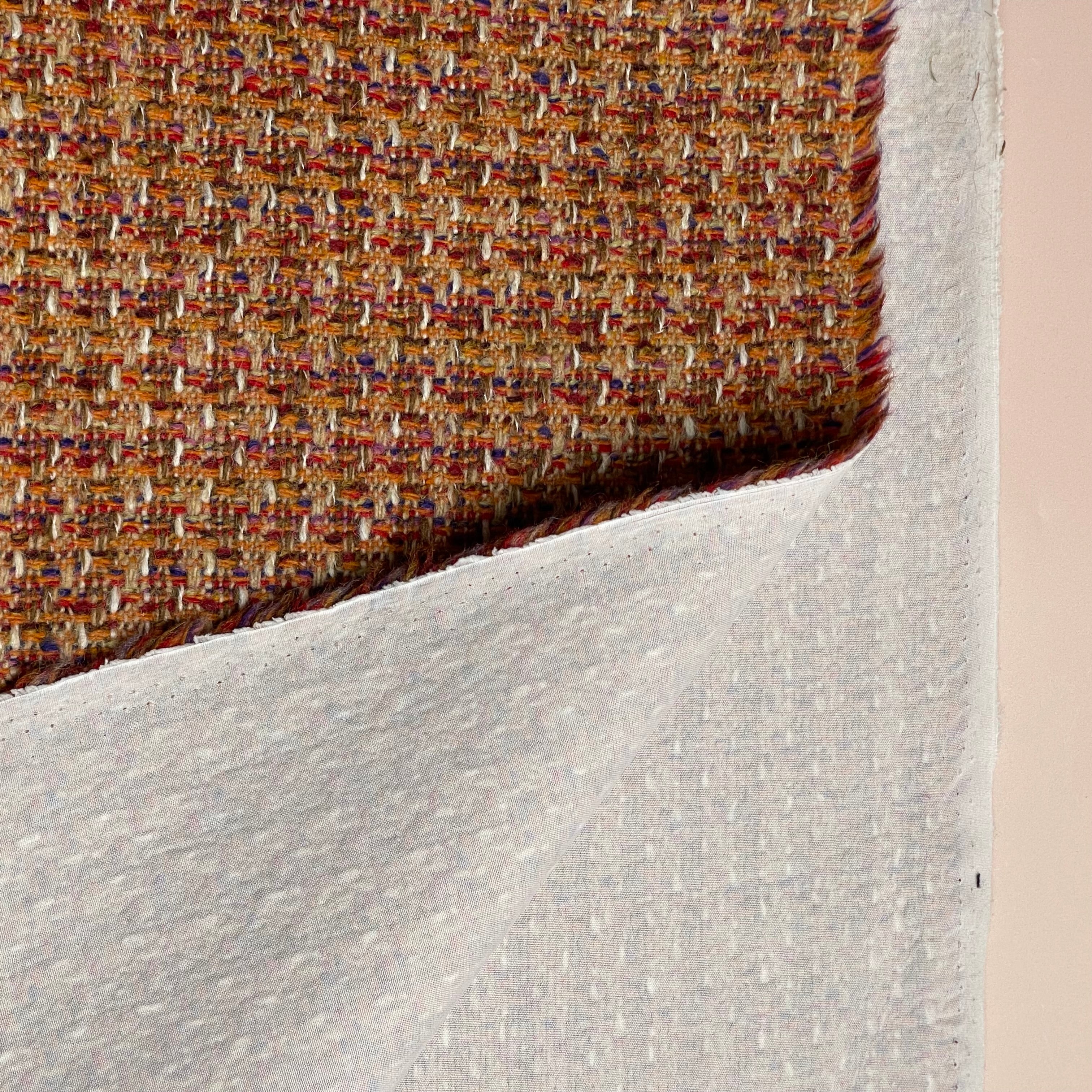 Ex-Designer Deadstock - Wool Boucle Tweed in Red