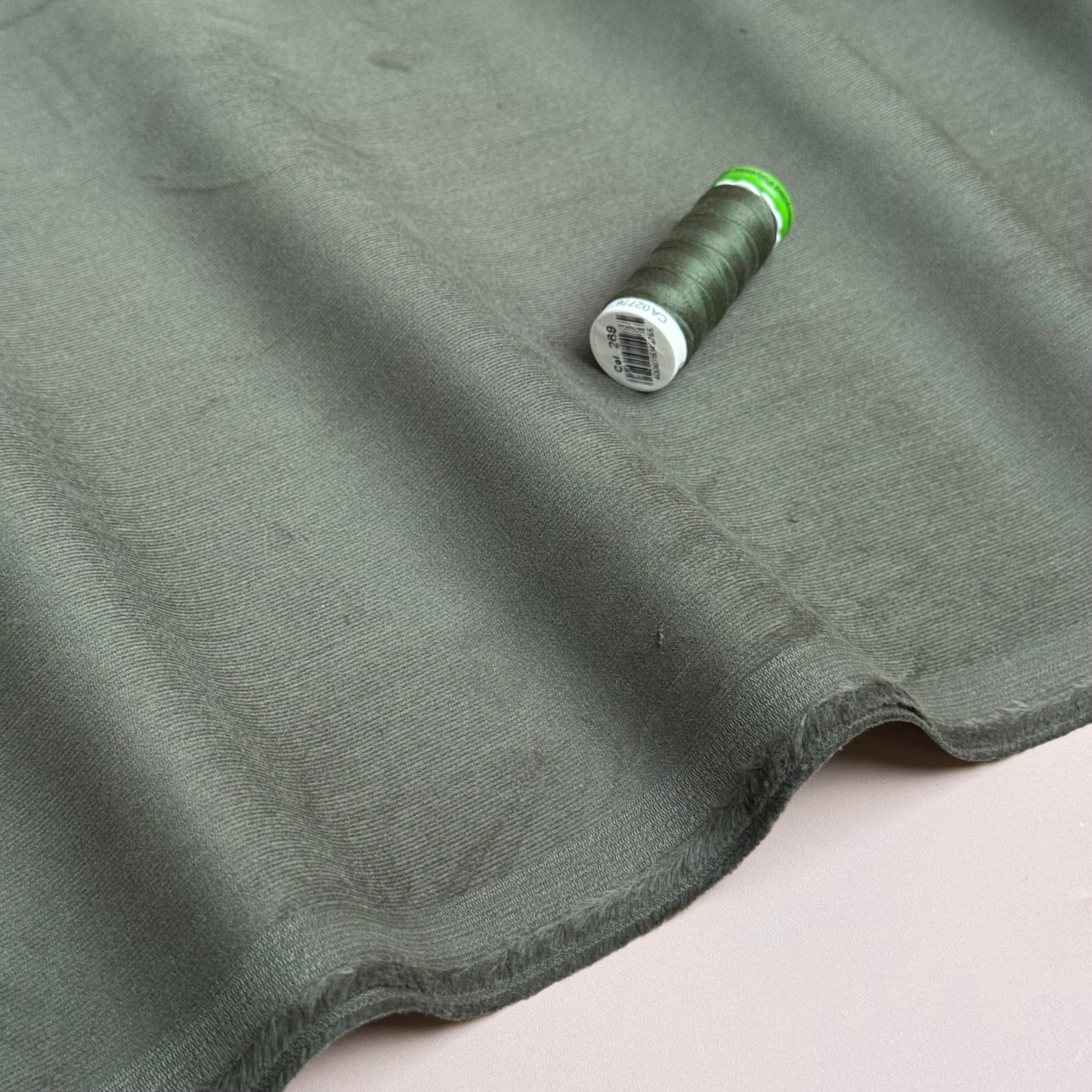 28 Wale Cotton Needlecord in Khaki Green with Stretch