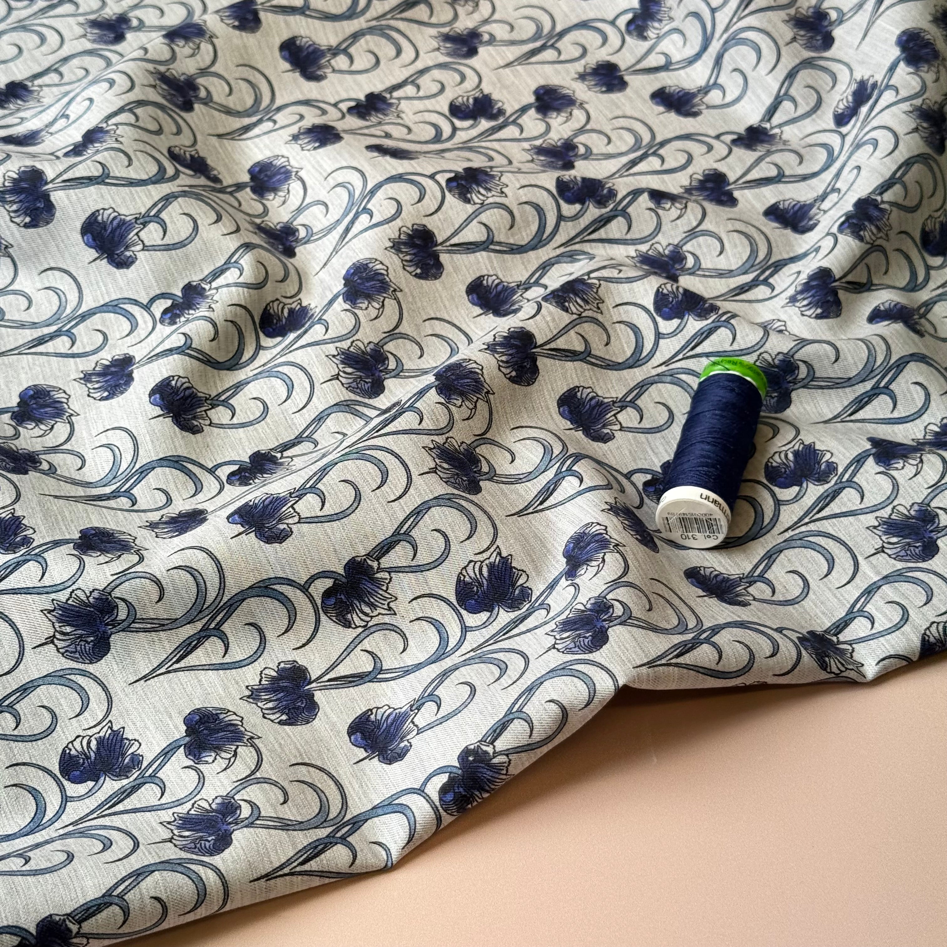 Ex-Designer Deadstock Blue Iris Fine Cotton Fabric