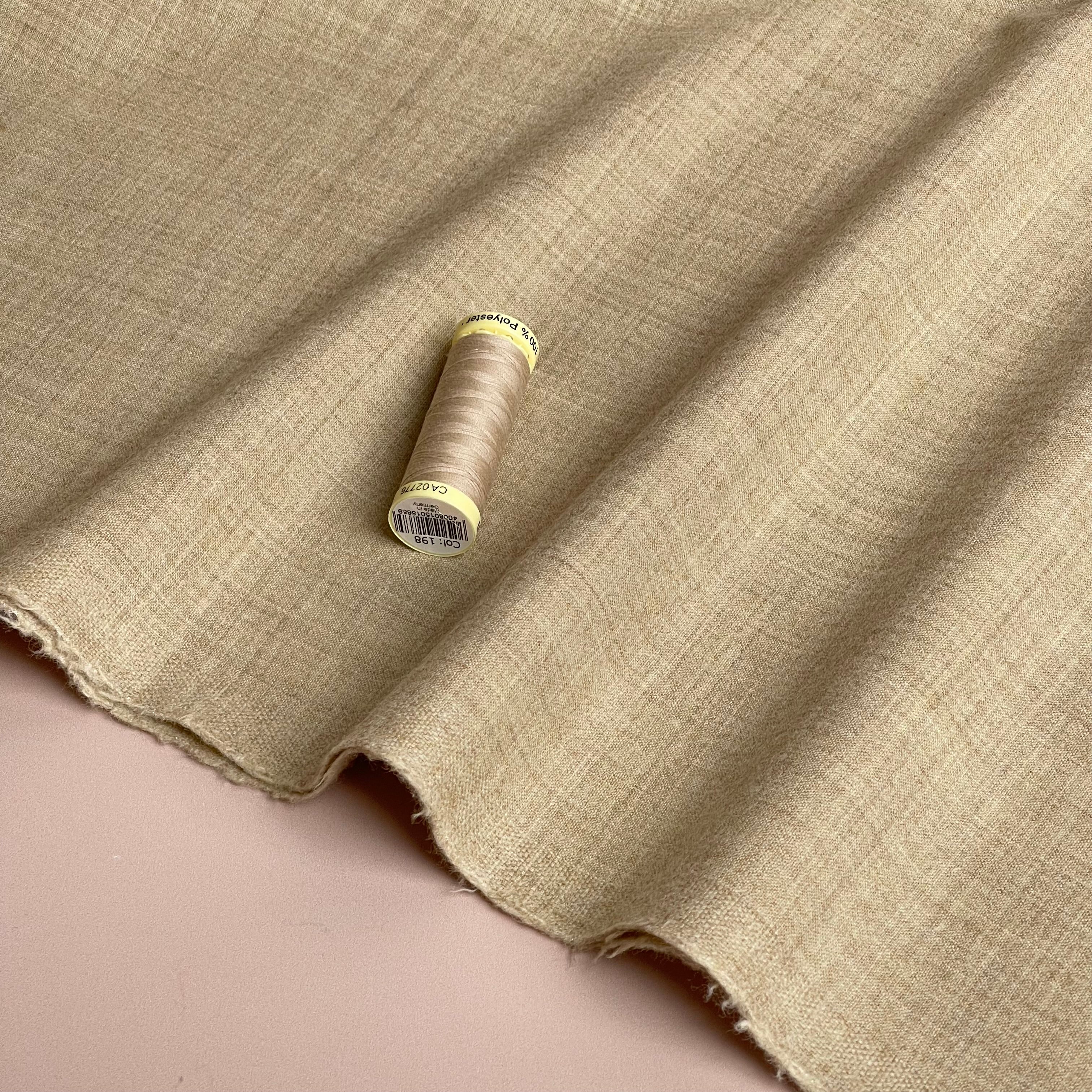 Deadstock Pure Wool Flannel Suiting Fabric in Oatmeal